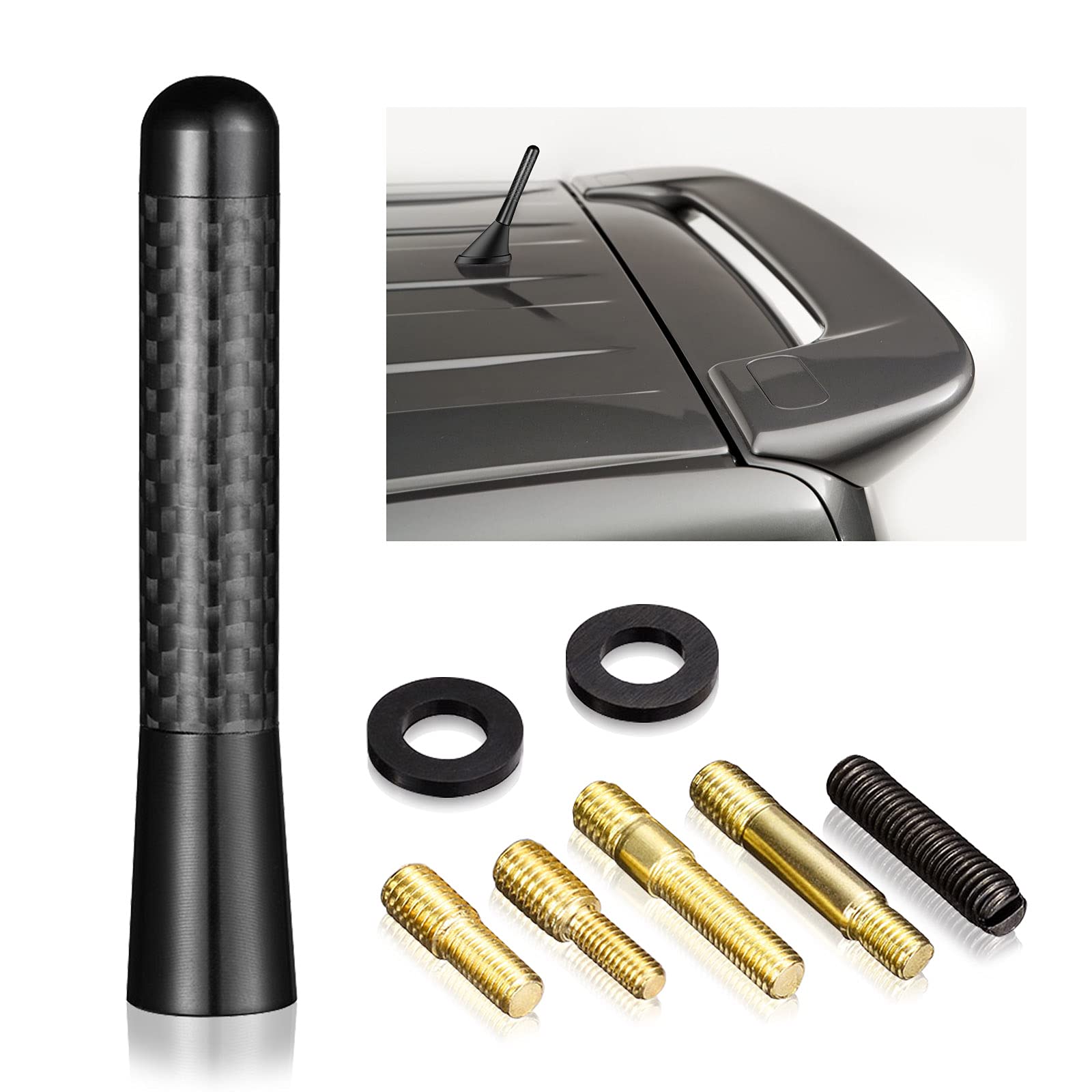 Bingfu Autoantenne Universal Auto Antenne DAB FM KFZ Kurzstab Dachantenne Ersatz Auto Antenne mit M4.0 M5.0 M6.0 Schrauben Kompatibel mit alle Autos