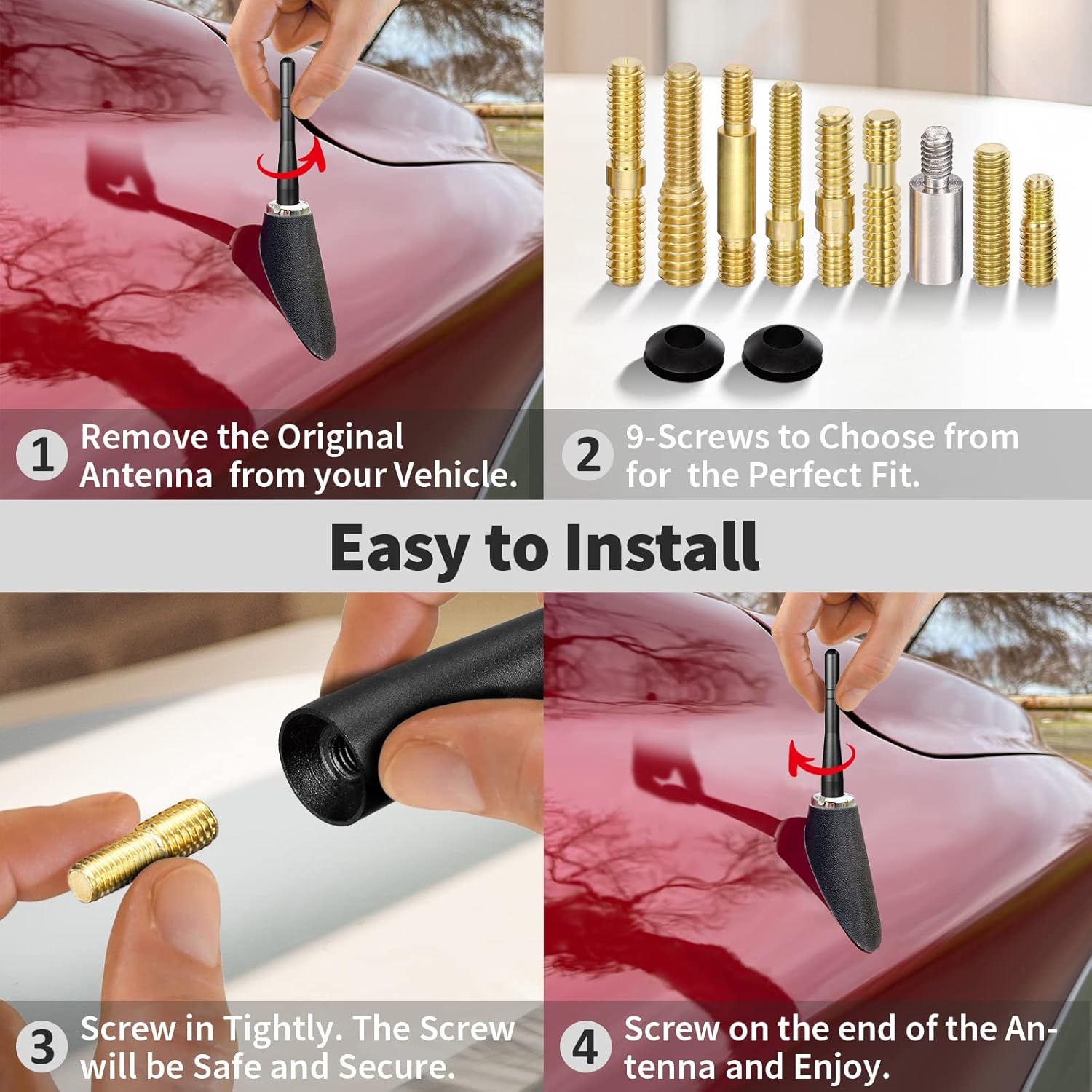 Bingfu Vehicle Short Antenna Mast Car Truck Antenna Replacement