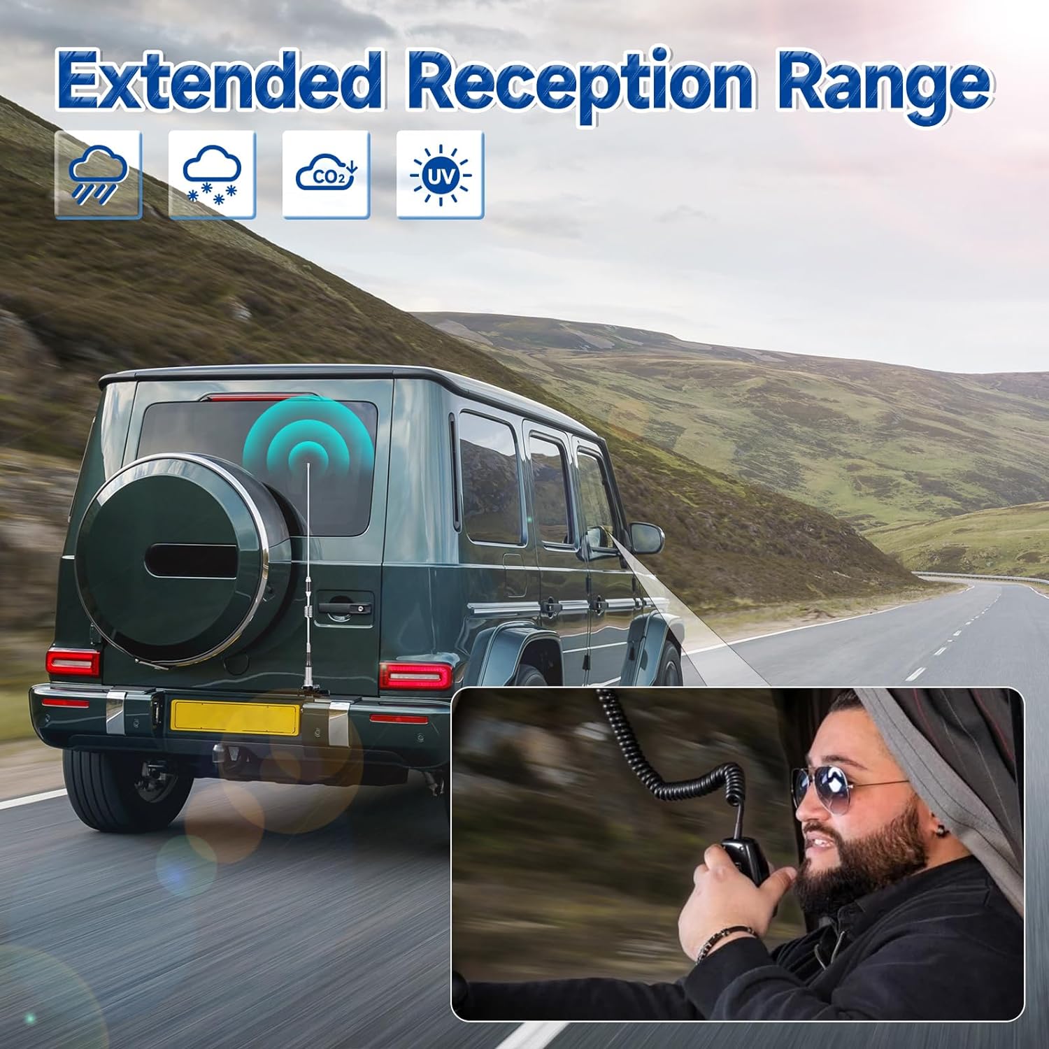 Bingfu Vehicle Mobile Ham Radio Antenna VHF UHF 136-174MHz 400-470MHz Car Truck Amateur Two Way Radio Antenna with Lip Mount Fixed Bracket PL259 Male 5m 16.5 feet RG58 Cable