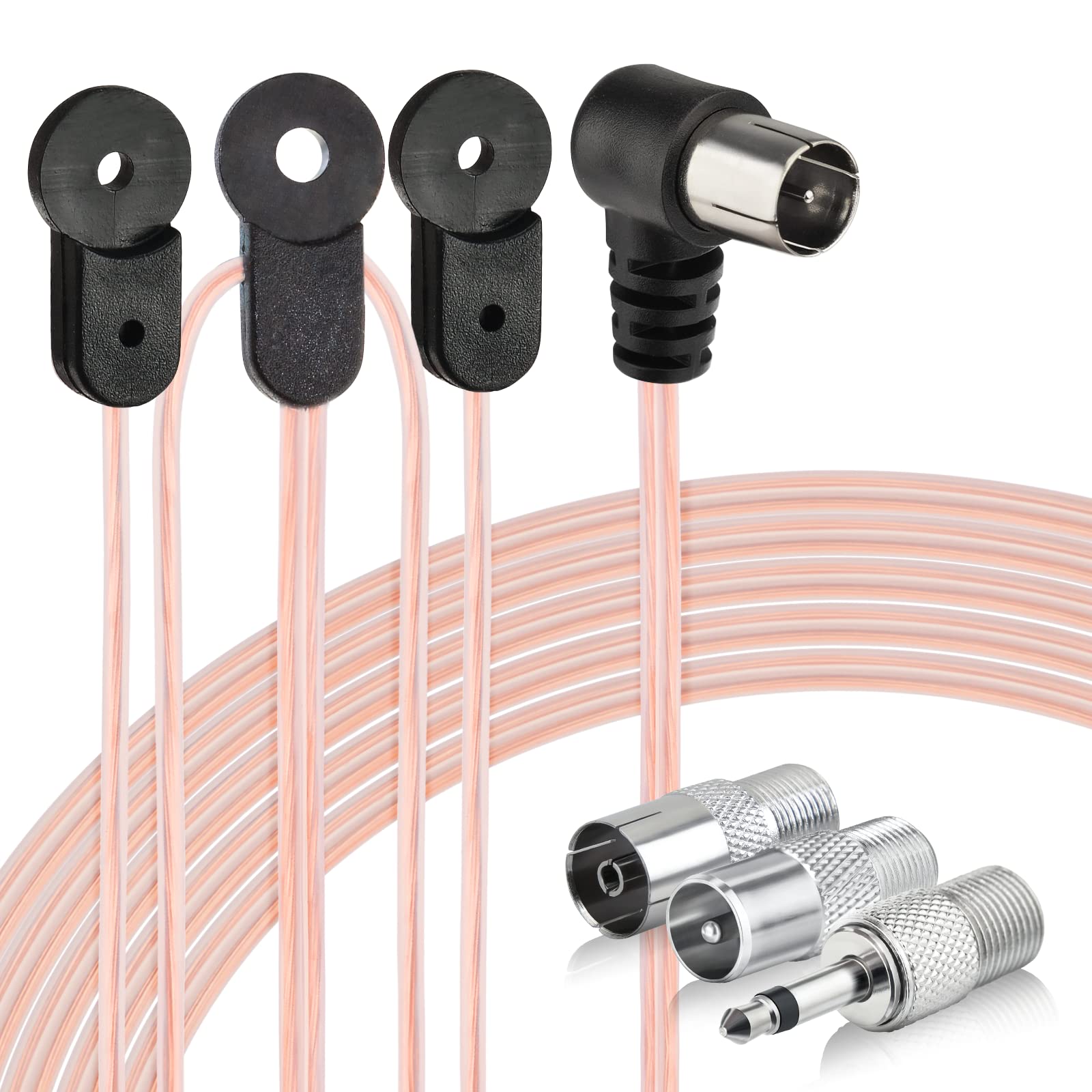 BINGFU FM UKW Radio Antenne Wurfantenne 75 Ohm Koax-Kupplung Dipolantenne Zimmerantenne und Koax-Stecker auf F Stecker Adapter für Hifi AM/FM Radio Yamaha Oenon Bose Sherwood Marantz