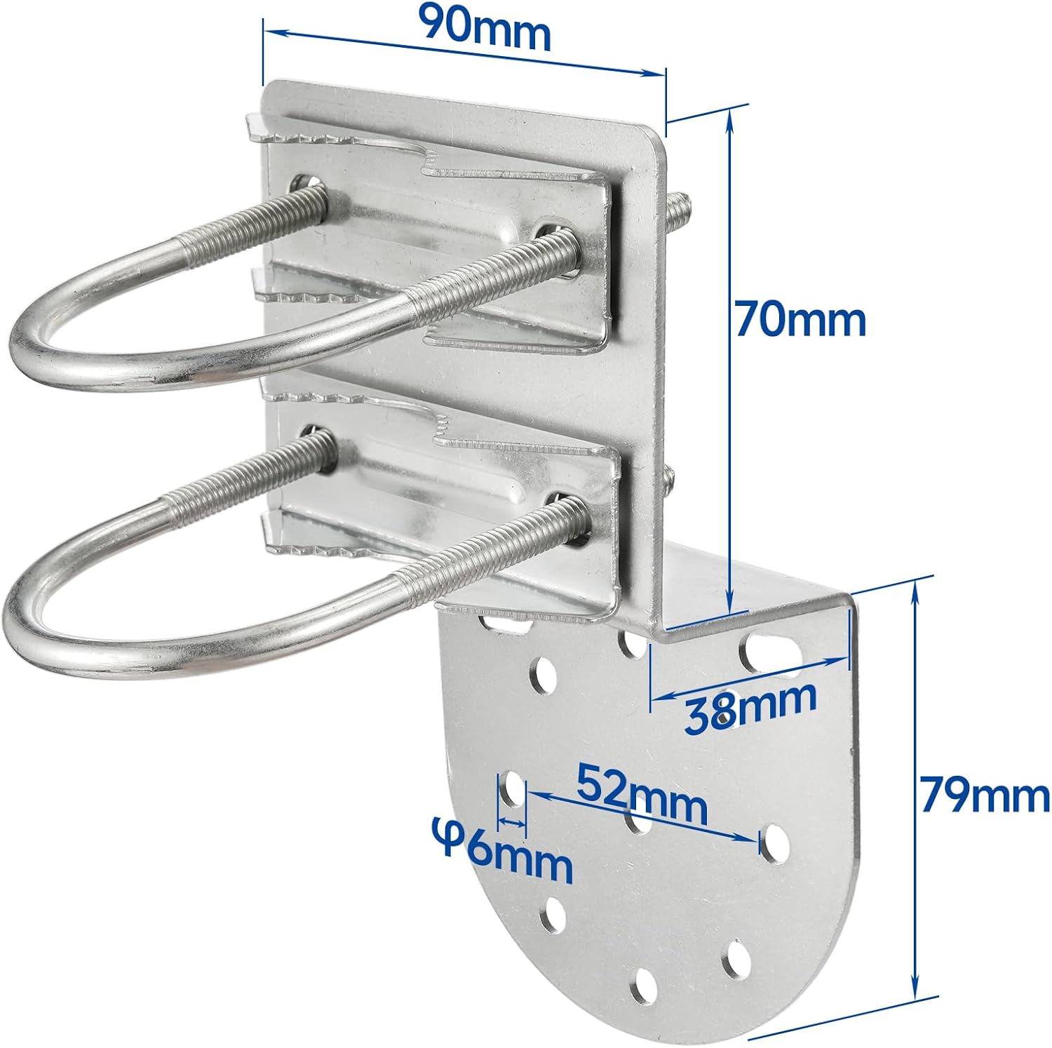 Bingfu Upgraded Outdoor Antenna Fixed Bracket Anti-Corrosion Pole Mount U-Bolt V Jaw Clamp Kit for TV CB Ham Radio Yagi WiFi Panel External 4G 5G Tube Fiberglass Antennas Pipe