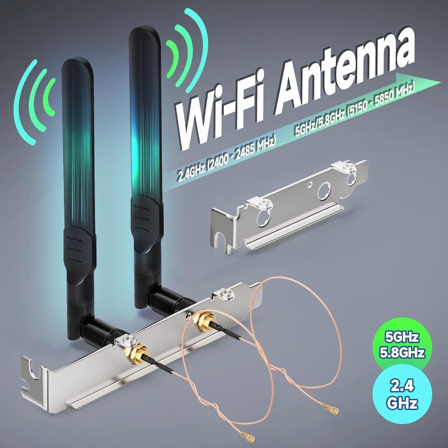 Bingfu Dual Band WiFi 2.4GHz 5.8GHz 8dBi RP-SMA Male Antenna + RG178 U.FL to RP-SMA Female Cable 2-Pack + PCI Slot Cover for WiFi Router Wireless Mini PCI Express PCIE Network Card Adapter