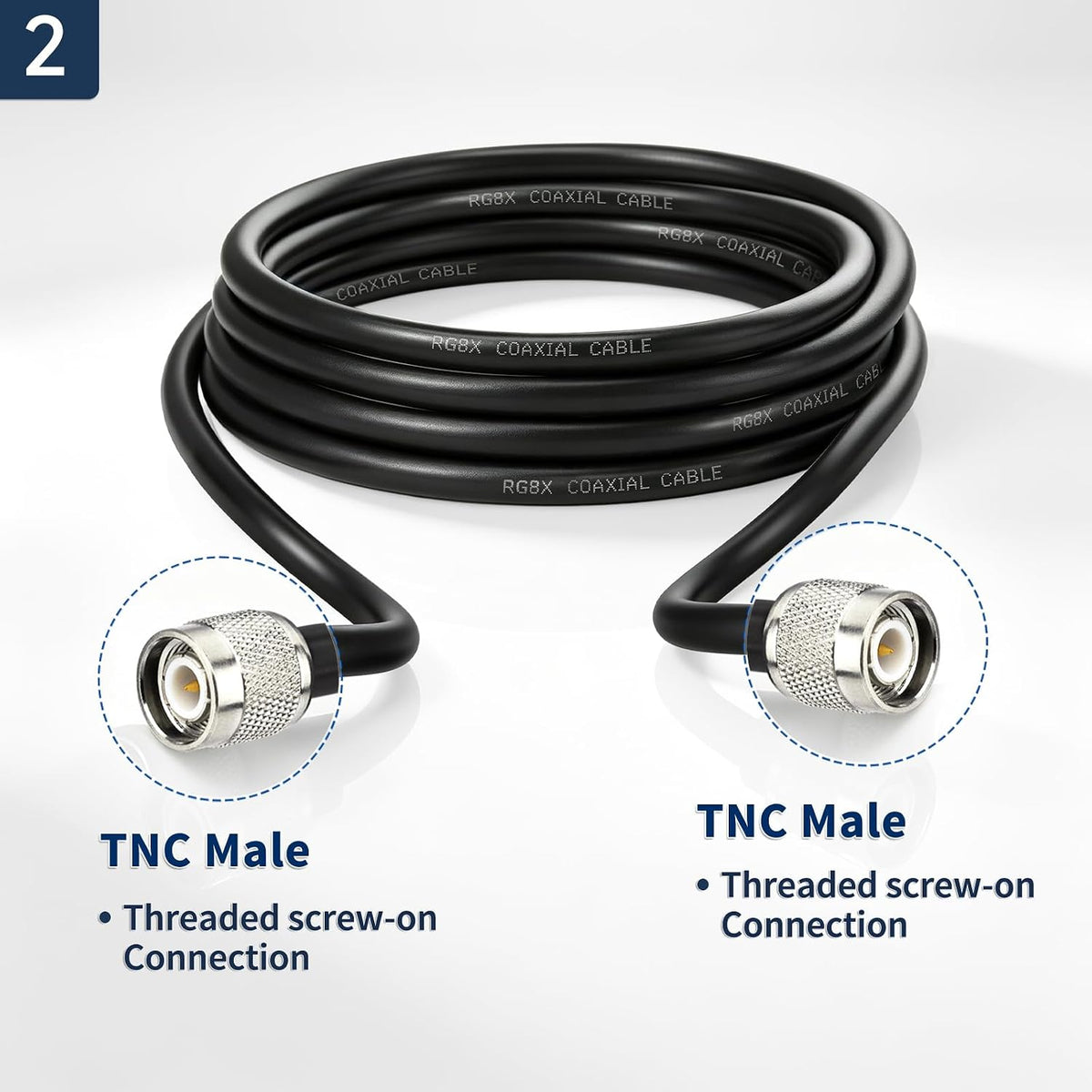 BINGFU TNC Kabel 3 m, TNC Stecker auf Stecker Verlängerungskabel