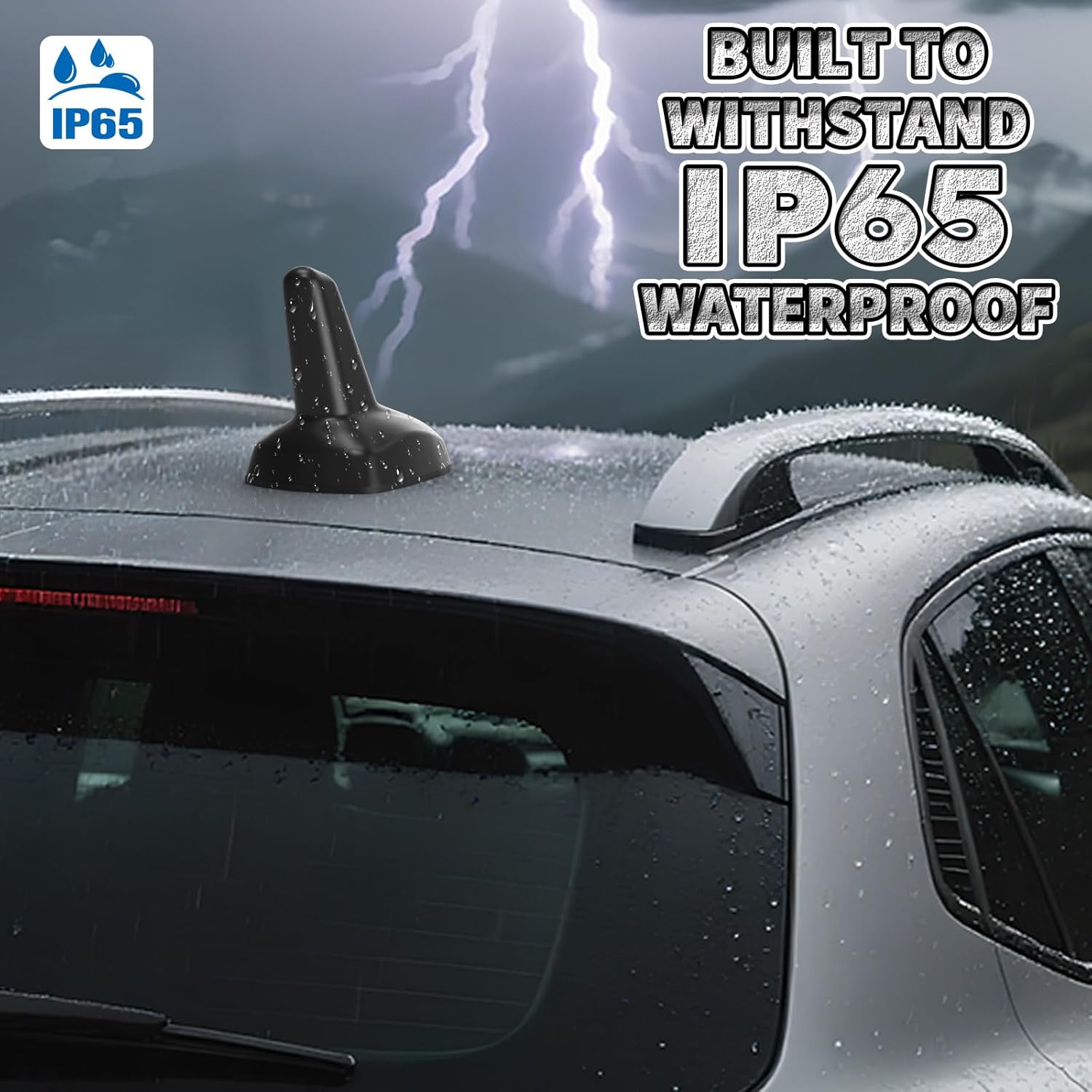 Bingfu Shark Fin Antenna FM AM Radio GPS BeiDou GNSS with 28dB LNA IP65 Waterproof 9-16V Wide Voltage for Car Truck RV Black