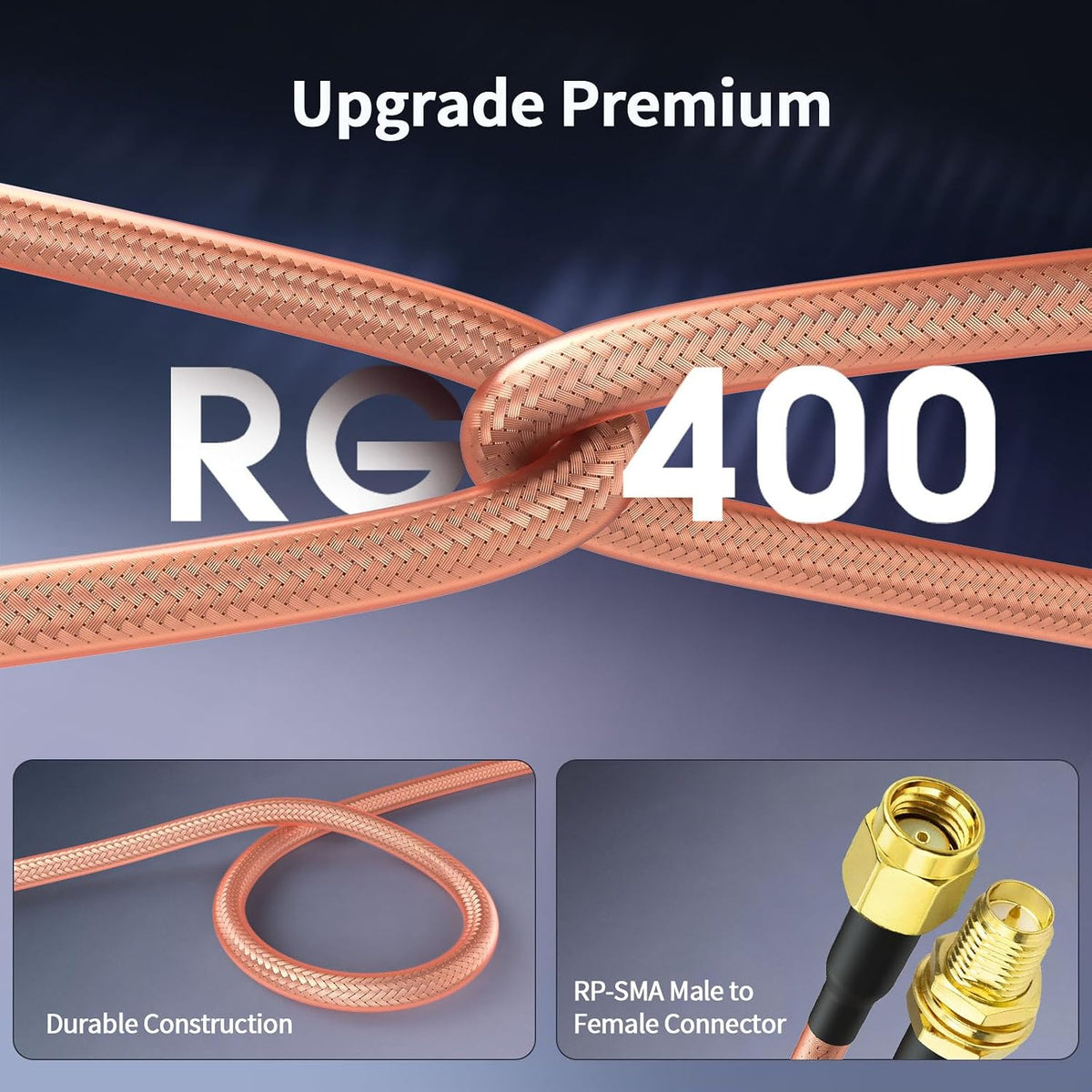 BINGFU RP-SMA Kabel 30 cm RP-SMA Buchse auf Stecker RG400-Kabel