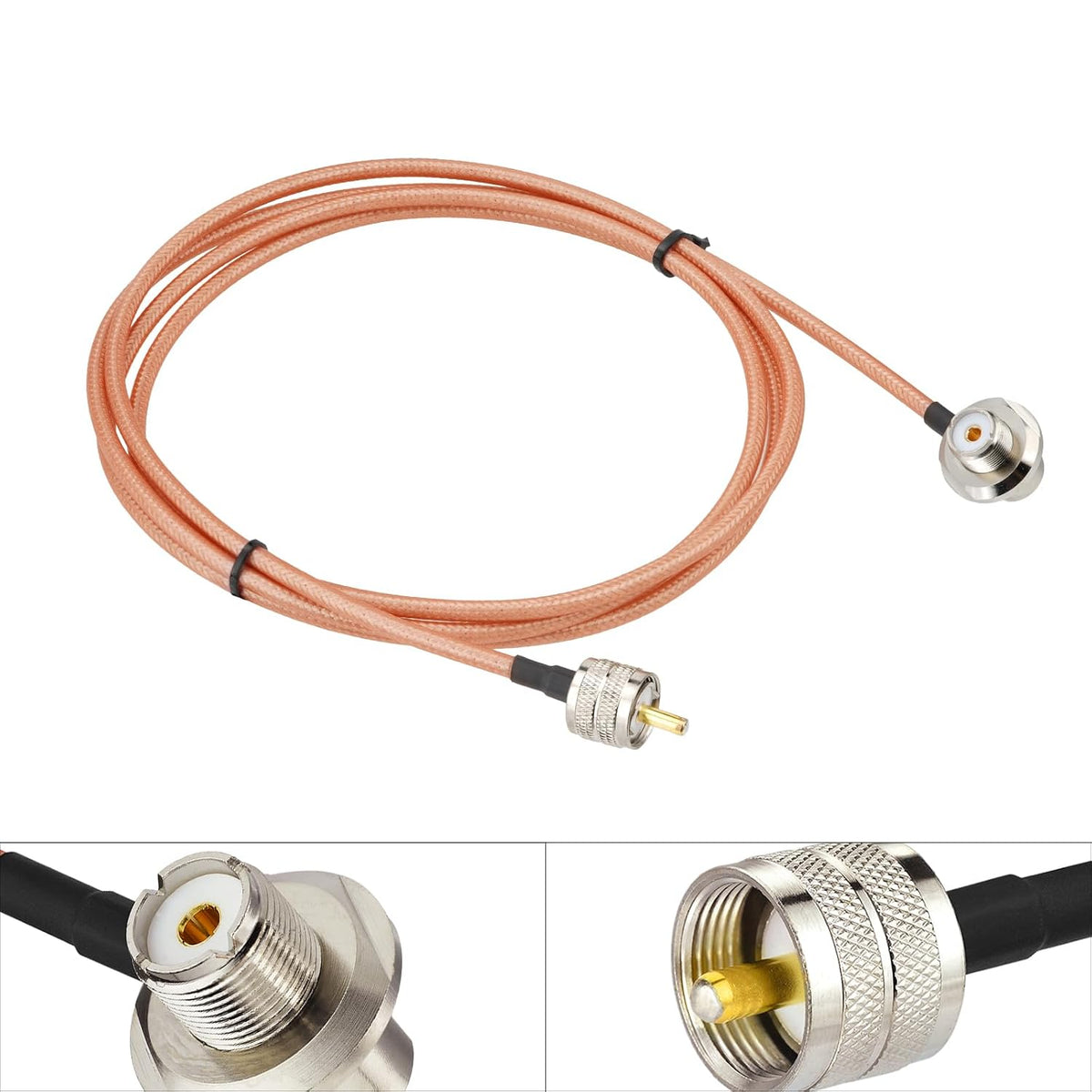 BINGFU PL259 to SO239 Cable 2m UHF Male to UHF Female Angled