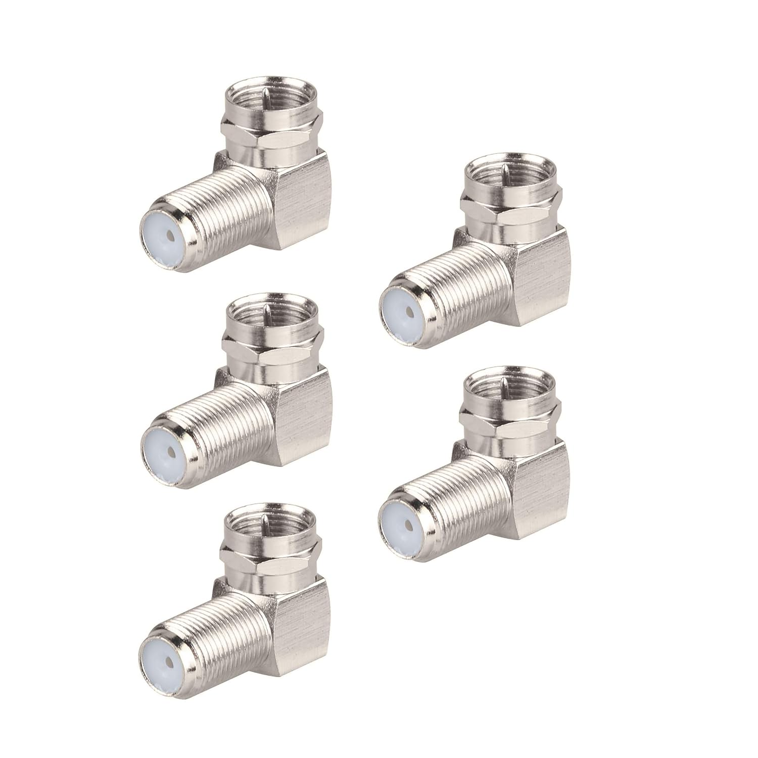 BINGFU F Type Male to Female Right Angle RG6 Coaxial Cable Connector Adapter (5-Pack) for Television TV Antenna CATV Digital Vedio Audio Coax Extension Cable