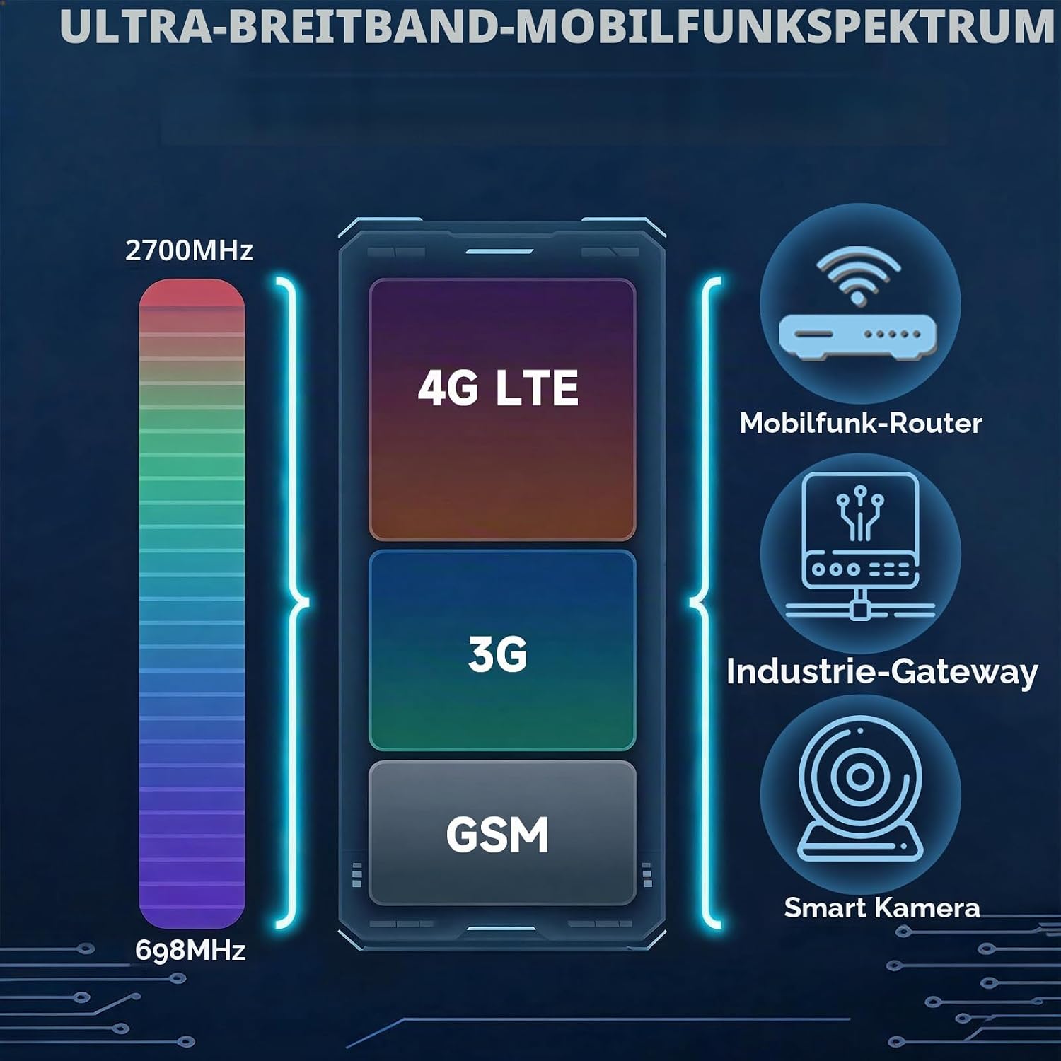 Bingfu 4G LTE Outdoor Antenne, 5dBi, Omnidirektional, SMA Stecker, 3m Kabel