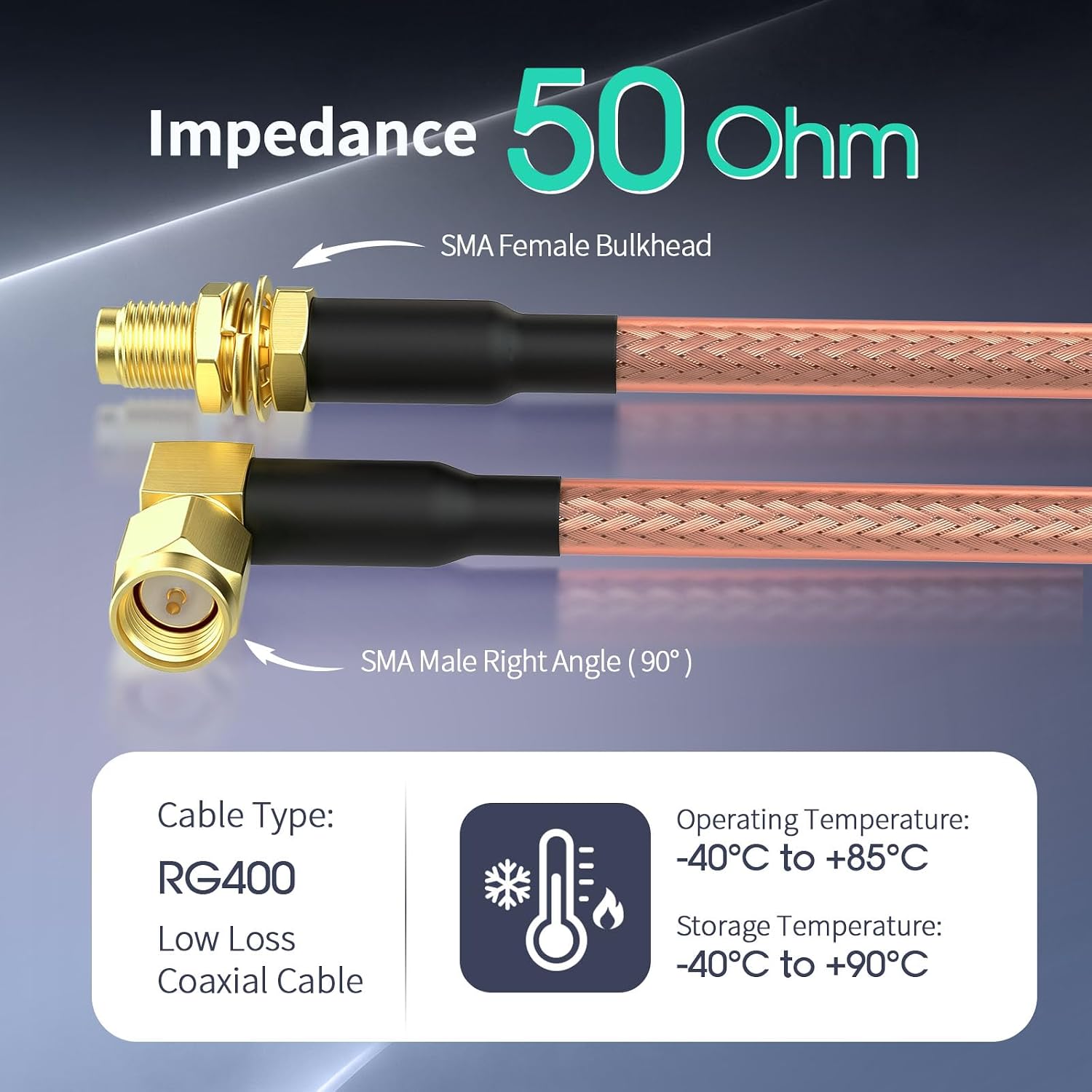 BINGFU SMA Buchse Einbaubuchse auf SMA Stecker Winkel RG400 Kabel 30cm