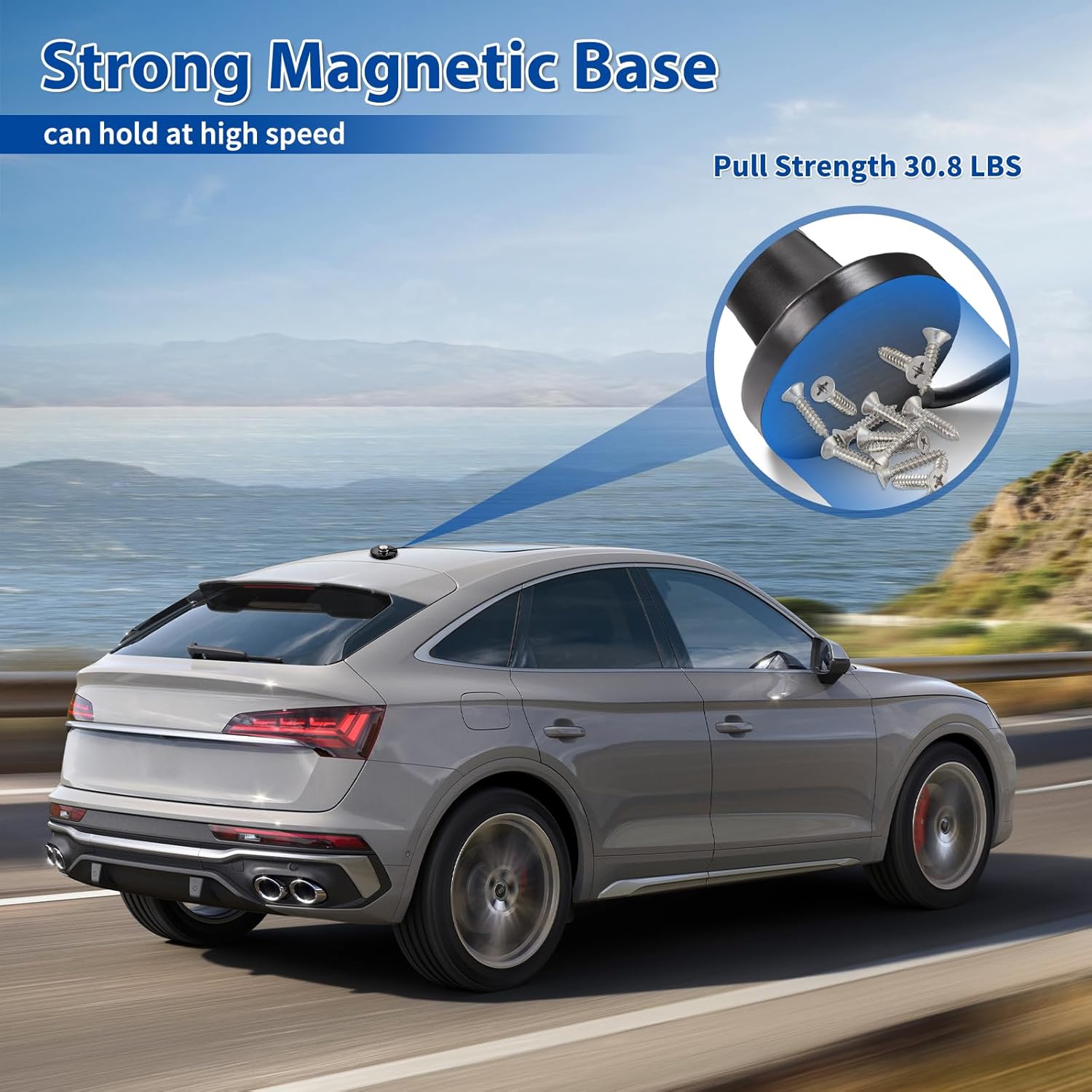 Bingfu NMO Antenna Strong Magnetic Base Mount - 3.54 inch Diameter - 16.4 ft RG58 Coaxial Cable - PL259 Plug - for Car Truck SUV CB Radio Amateur Ham Radio Antenna