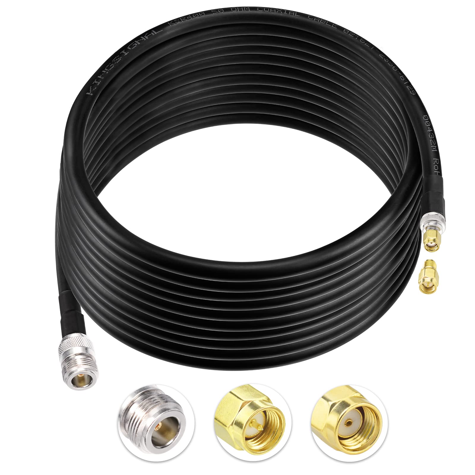 Bingfu Lora Antenna 10ft ALSR400 Ultra Low Loss RF Extention Cable - N Female to RP-SMA Male - with SMA Male Adapter Compatible with Helium HNT BOBCAT Miner SyncroBit Gateway Sensecap Hotspot Antennas