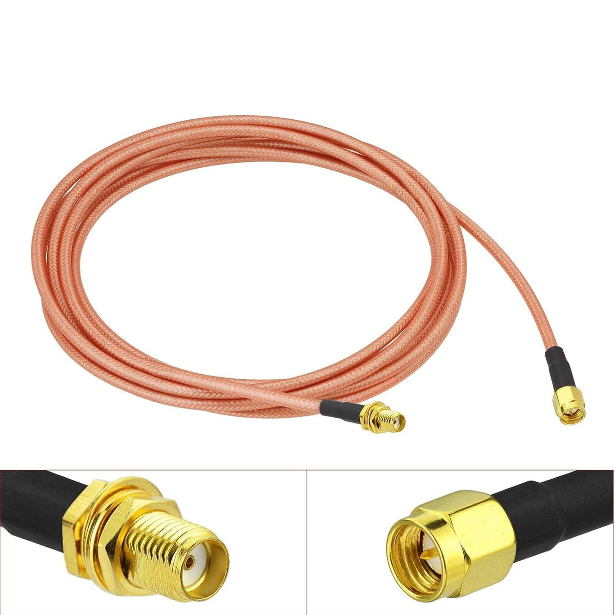 BINGFU SMA Buchse Einbaubuchse auf SMA Stecker Winkel RG400 Kabel 1m