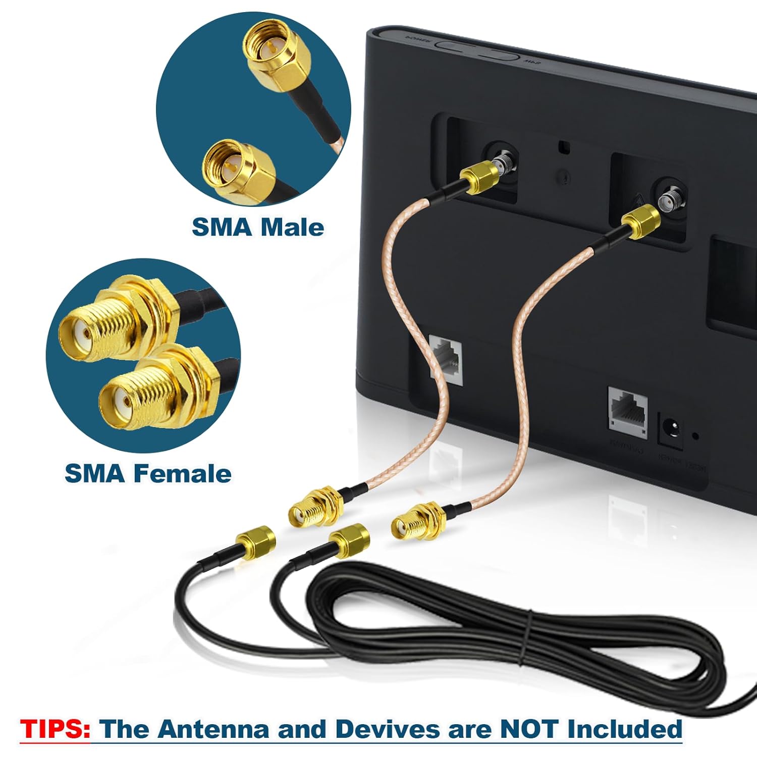BINGFU SMA Female to SMA Male RG316 Antenna Extension Cable 15 cm Pack of 2 Compatible with 4G LTE Router Gateway Cellular SDR USB Dongle Receiver
