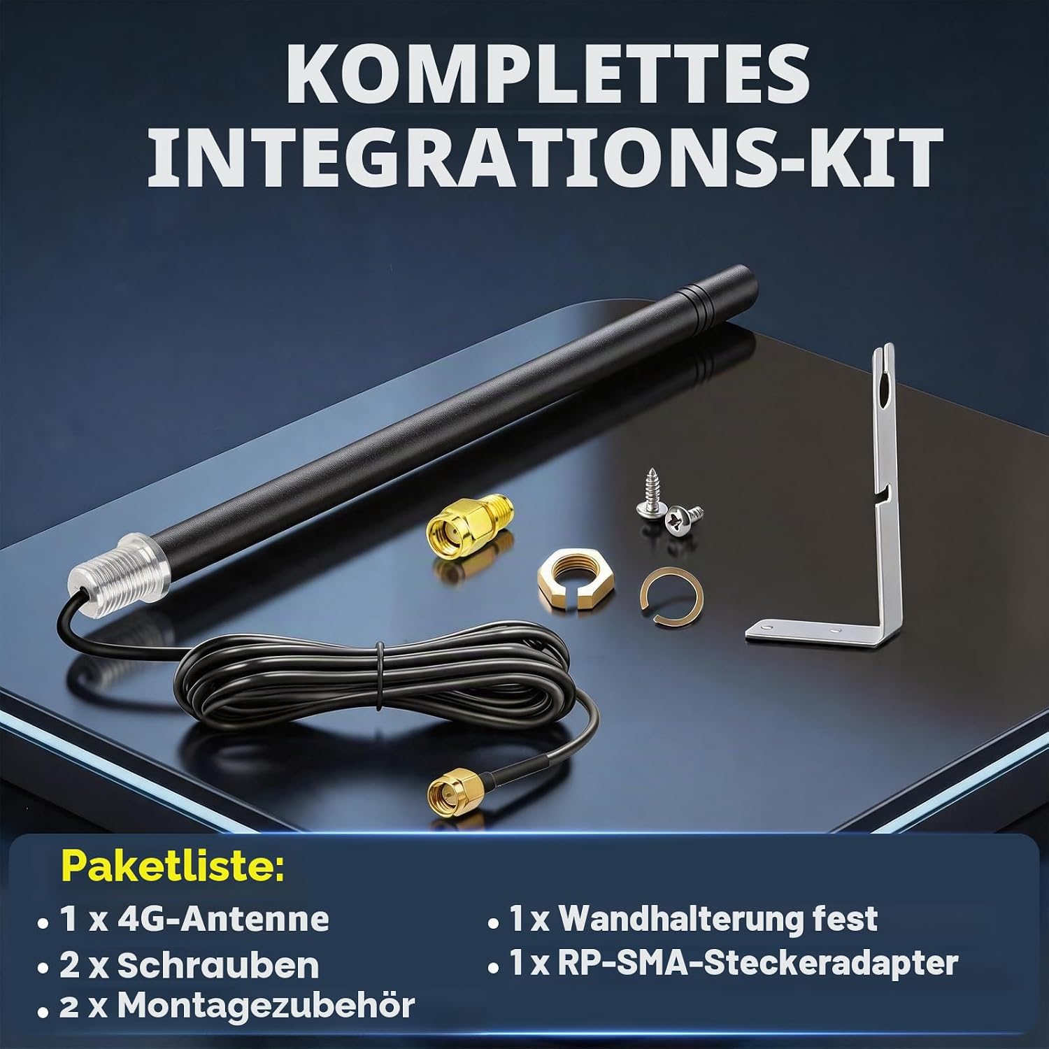 Bingfu 4G LTE Outdoor Antenne, 5dBi, Omnidirektional, SMA Stecker, 3m Kabel