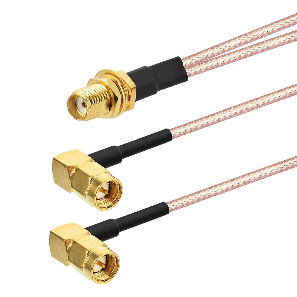 BINGFU SMA Female to Dual SMA Male Angle RG316 Splitter Cable 15cm