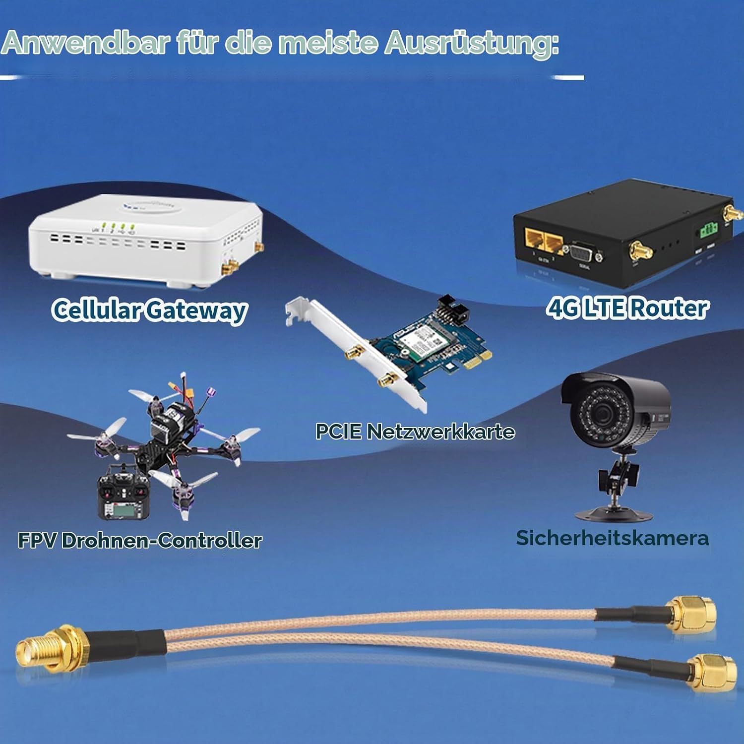 Bingfu SMA Splitterkabel 15 cm SMA-Buchse auf 2X SMA-Stecker Kabel