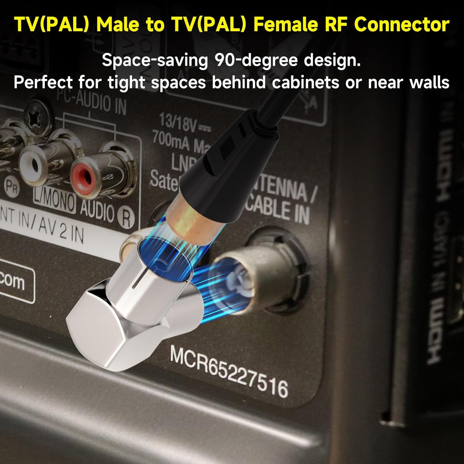 Bingfu Right Angle PAL Male to PAL Female RF Coax Connector Plug for TV Antenna Cables, Satellite Coaxial Cables