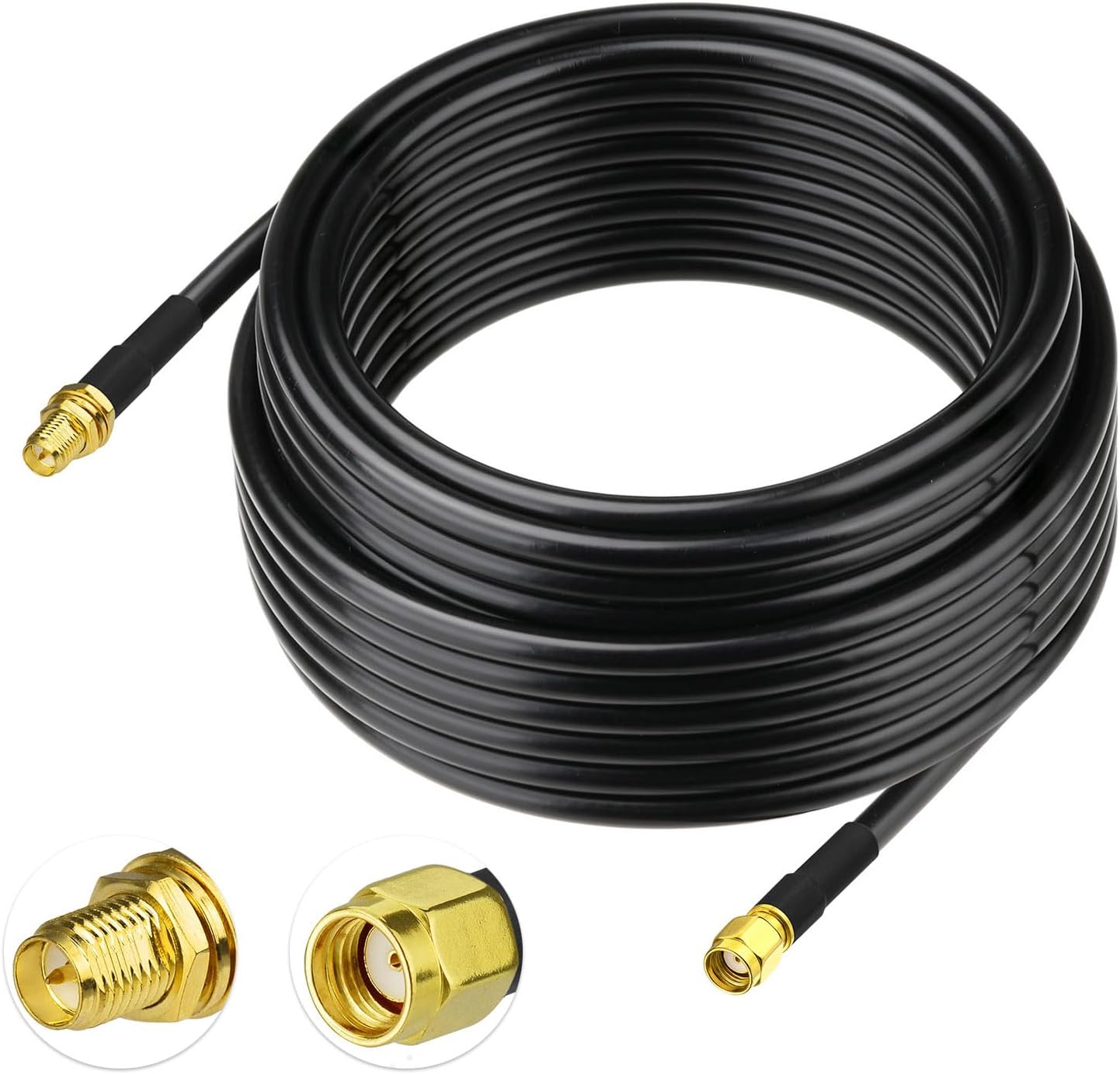 Bingfu RP-SMA Extension Cable 30ft Low Loss ALSR240 Coaxial Wire Female Bulkhead to Male Antenna Cord for WiFi Router Helium Miner Gateway Wireless Network Card