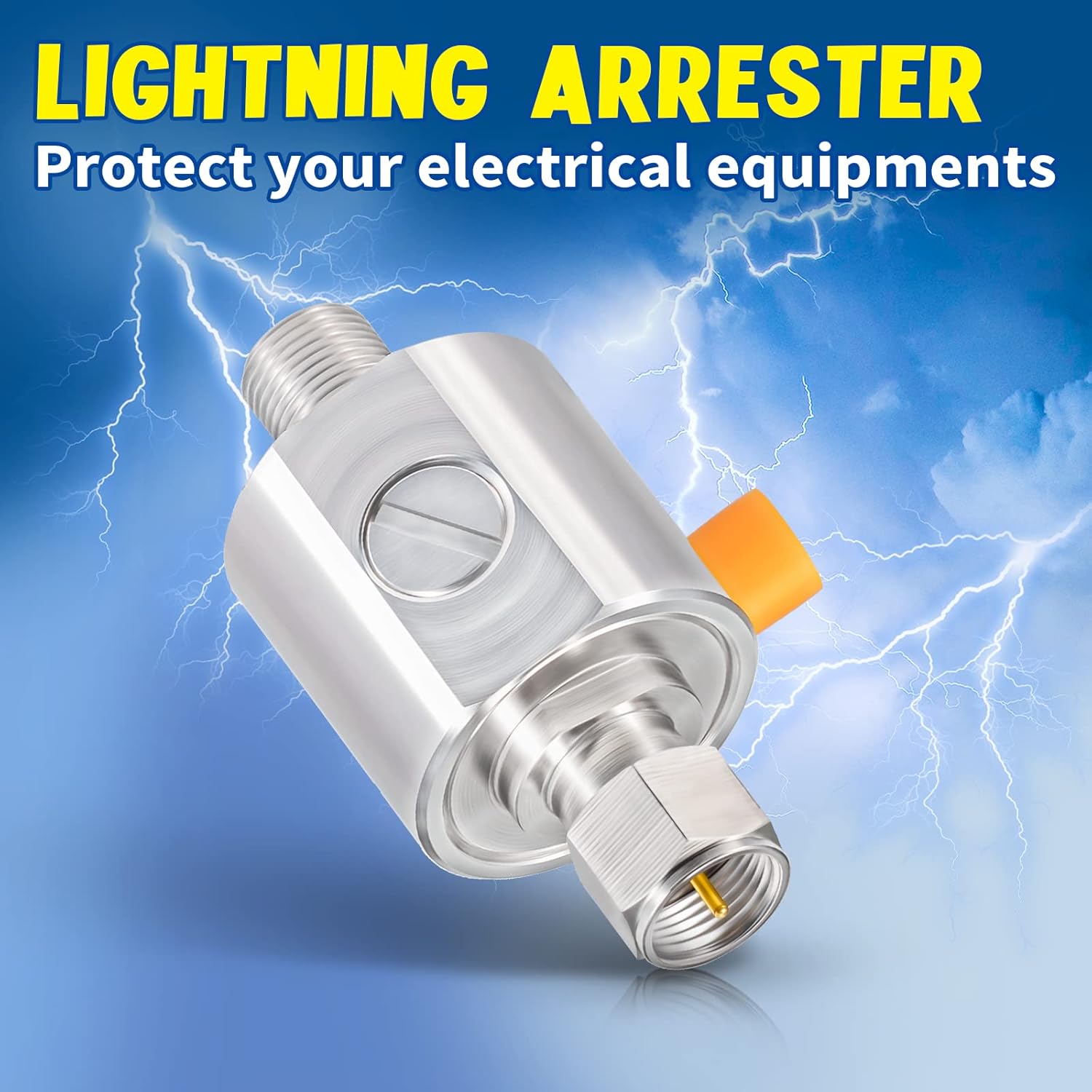 Bingfu Coaxial Lightning Arrestor 75 ohm F Male Plug to Female Jack DC-3GHz Surge Protector with 90 V Gas Tube Surge Arrester Antenna Lightning Protection for Satellite Cable TV Antenna 2G 3G 4G LTE