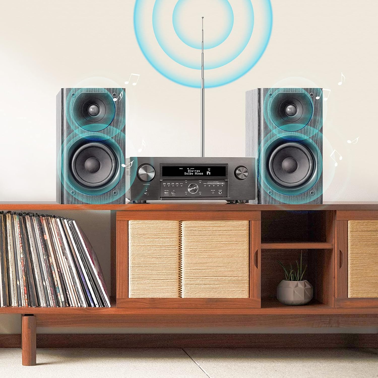 Bingfu FM Antenna 115cm 7 Sections Telescopic FM Radio Antenna Replacement for Yamaha Onkyo Pioneer Marantz Indoor Sound HD Radio Bluetooth Home Stereo Receiver AV Audio Video Home Theater Receiver