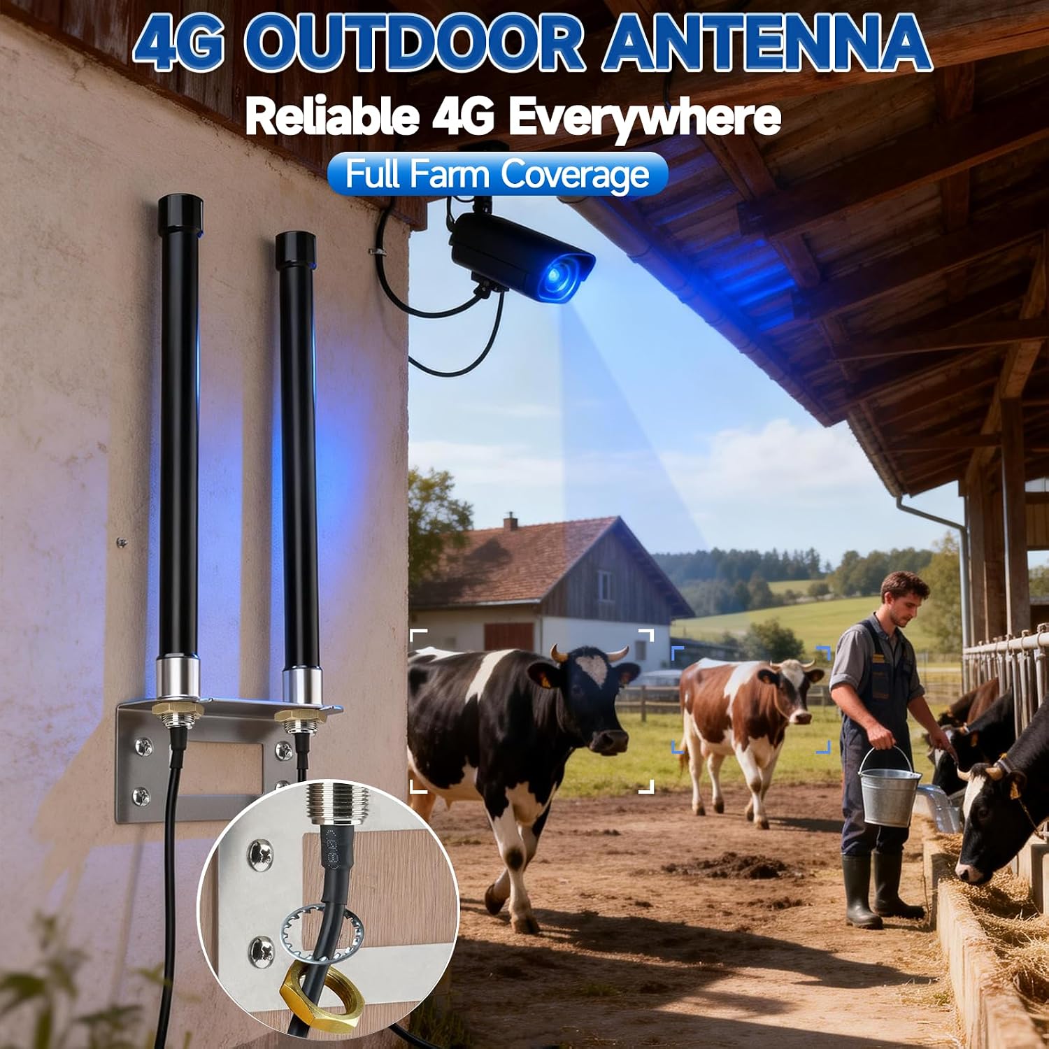 Bingfu 4G LTE Antenne Outdoor MIMO Antennen-Kit, SMA/RP-SMA, 3m Kabel