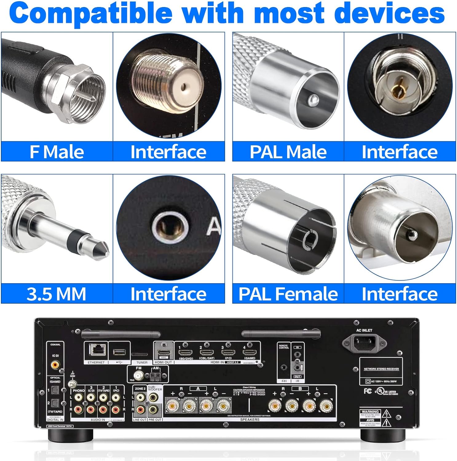 Bingfu Strong Magnetic Base FM Radio Antenna Telecopic for Pioneer Onkyo Yamaha Marantz Sherwood Indoor Digital HD Radio FM Radio Bluetooth Home Stereo Receiver AV Audio Video Home Theater Tuner