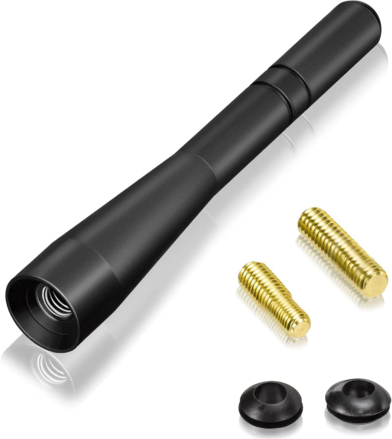 Bingfu 10cm universal short car antenna with a sleek carbon fiber decorative ring and durable black finish, designed for a modern sporty look