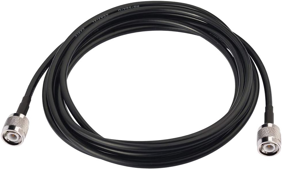 Bingfu 10ft RG58 TNC male to TNC male extension cable, heavy-duty black coaxial jumper for antenna systems