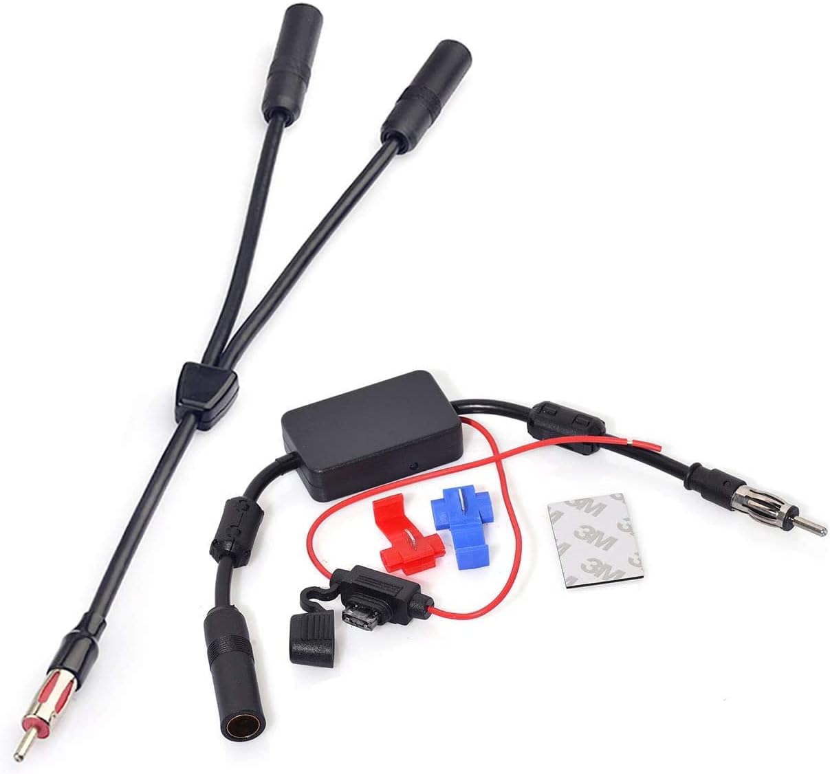 Bingfu 12V Car Radio Signal Booster - Universal FM/AM Antenna Amp DIN