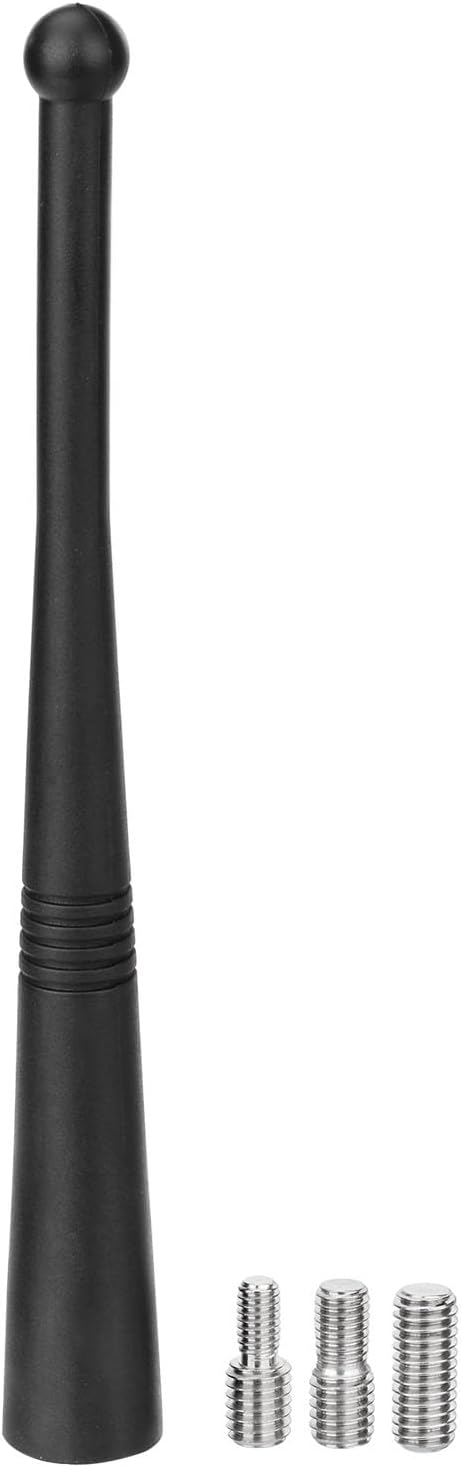 Bingfu 14cm (5.5 inch) universal car radio antenna replacement made of flexible black rubber with M4, M5, and M6 screw adapters