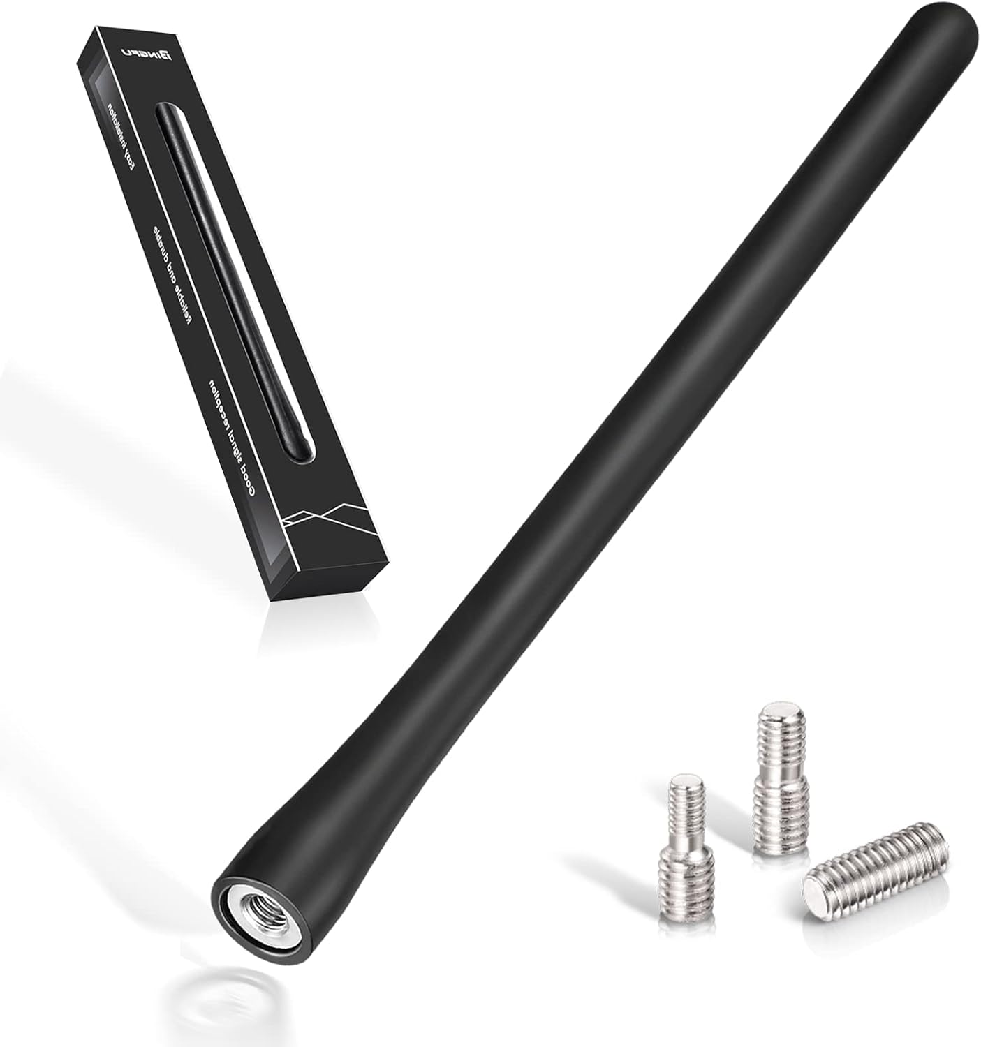 Bingfu 19.5cm universal car roof antenna mast with a durable flexible rubber construction and a sleek tapered design for modern vehicle styling