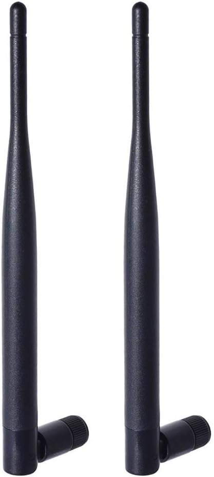 Bingfu 2-pack 6dBi high-gain dual-band WiFi antennas with RP-SMA male connectors for enhanced wireless range.