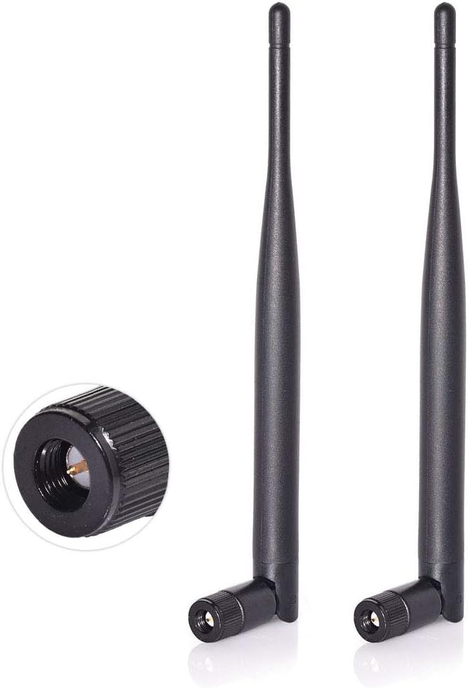 Bingfu 2-pack 6dBi high-gain dual-band WiFi antennas with SMA male (center pin) connectors for wireless video systems