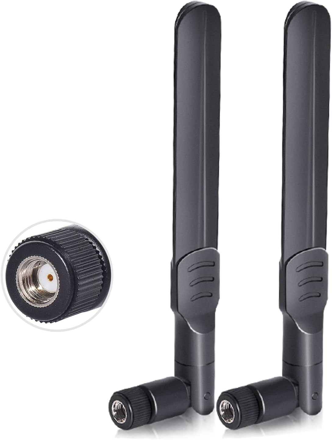 Bingfu 2-pack 8dBi high-gain dual-band WiFi antennas with RP-SMA male connectors, extra-long design for maximum range