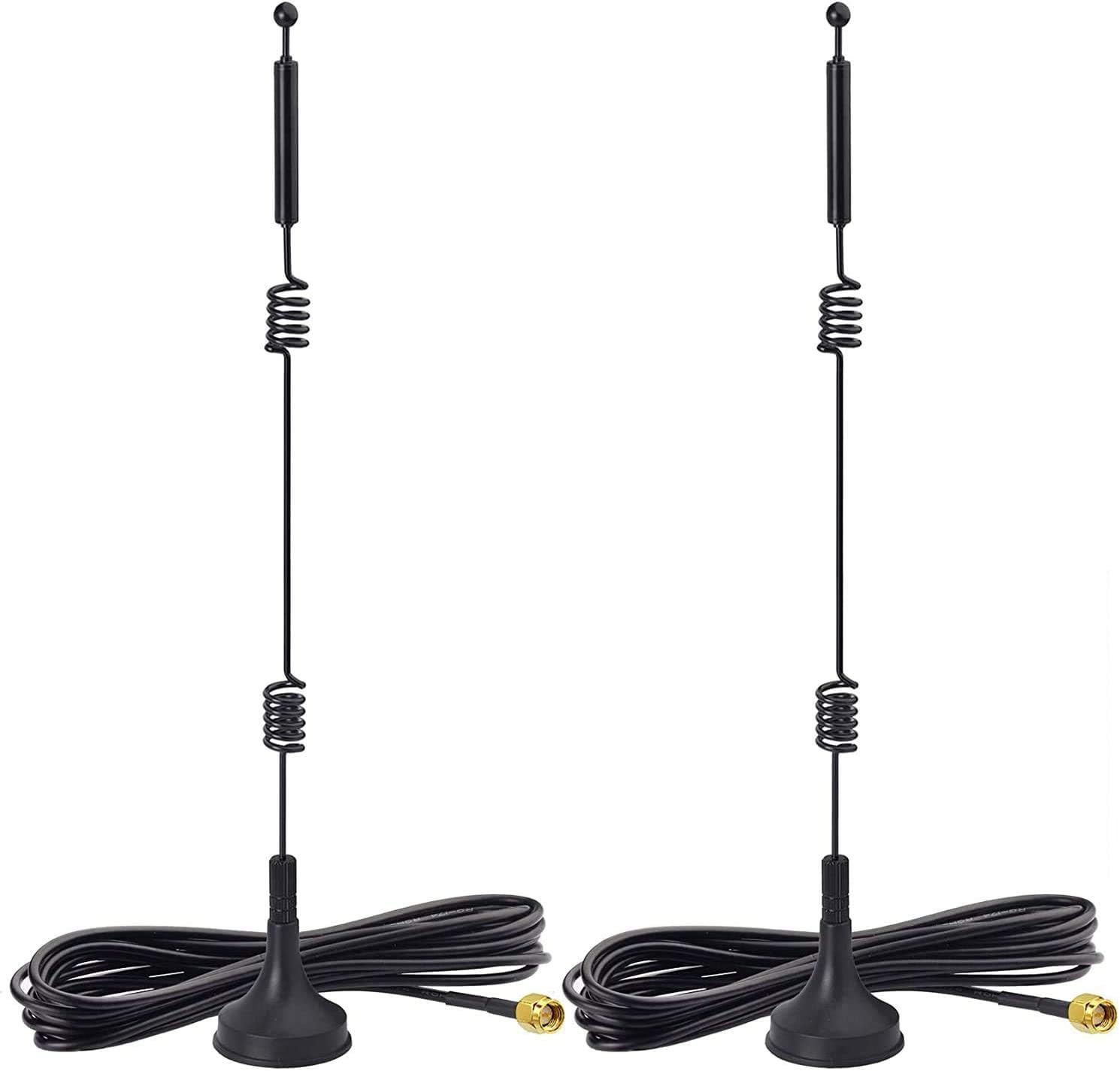 Bingfu 2-pack 9dBi high-gain dual-band WiFi antennas with heavy-duty magnetic bases and 3-meter SMA male cables