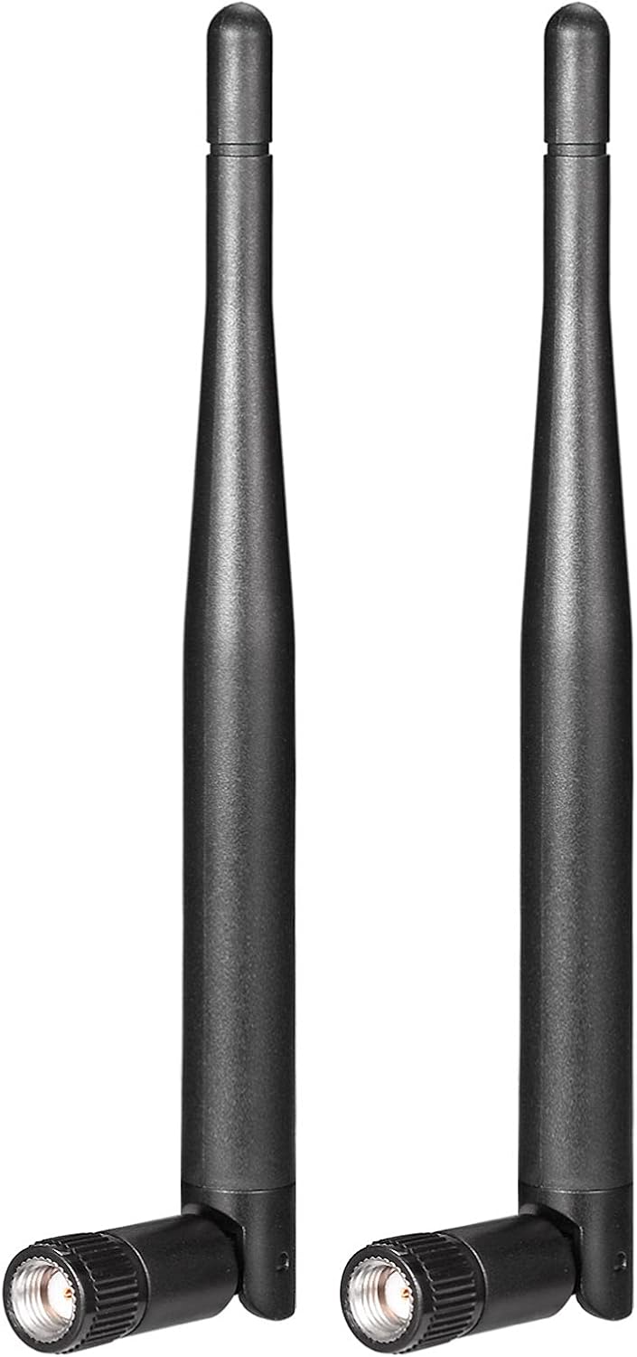 Bingfu 2-pack dual-band 3dBi WiFi replacement antennas with RP-SMA male connectors, black finish.