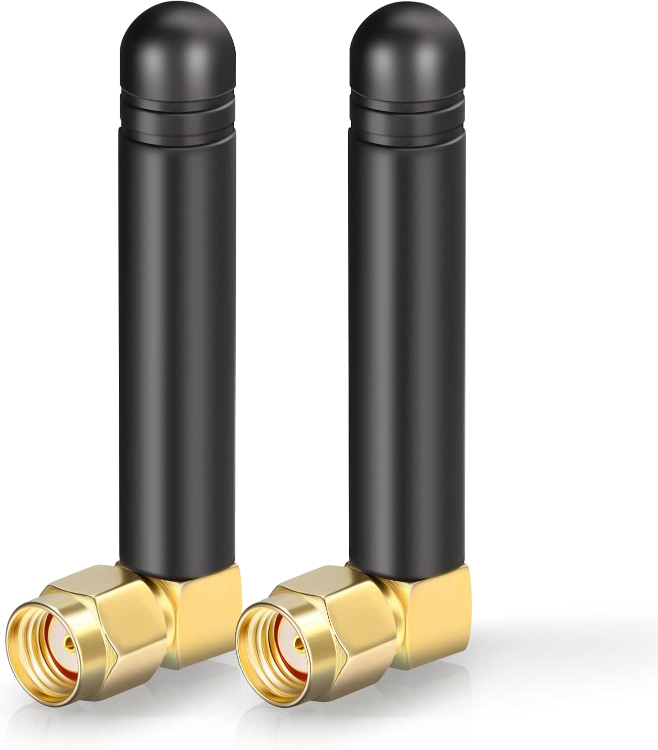 Bingfu 2-pack mini dual-band 2dBi WiFi antennas with 90-degree right angle RP-SMA male connectors