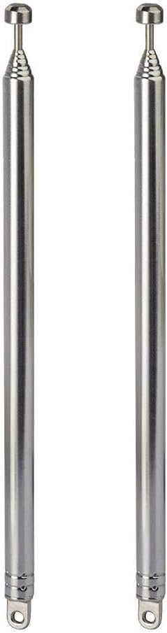Bingfu 2-pack universal telescopic radio antenna replacement with 7 extendable sections and a sleek chrome finish