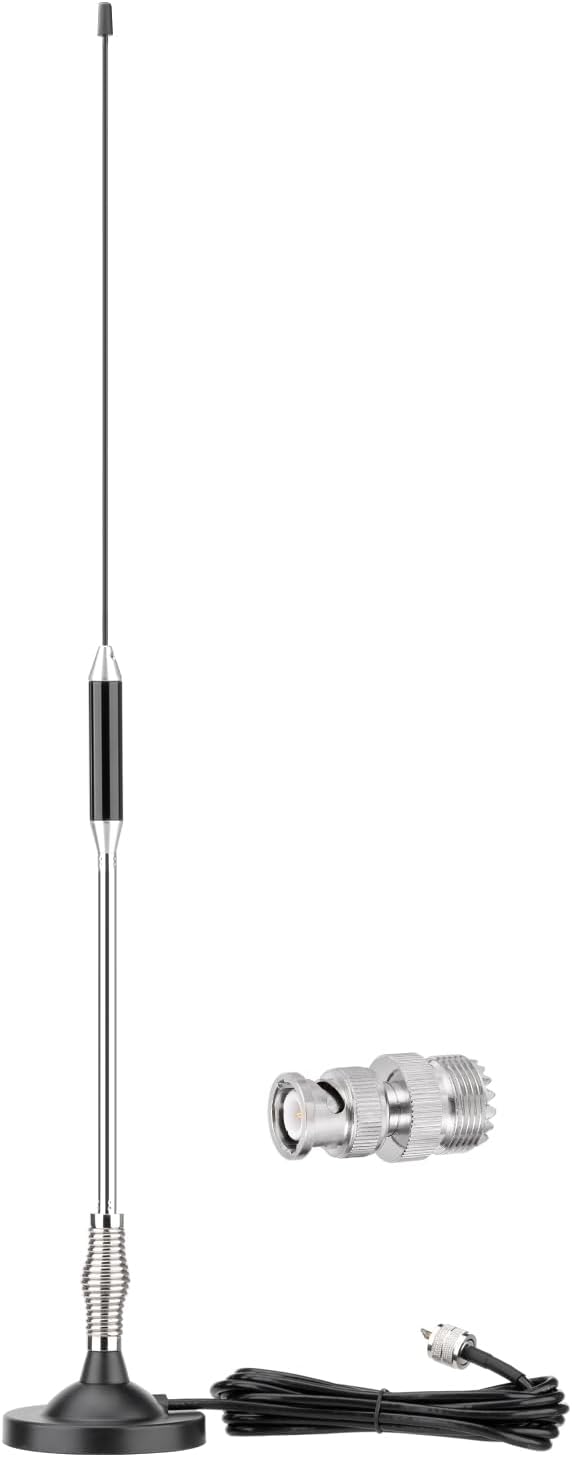 Bingfu 27MHz CB Funkantenne Set mit robustem Magnetfuß, schwerer Stoßfeder und PL259 Stecker inklusive BNC Adapter