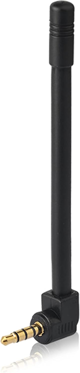 Bingfu 3.5mm mini FM radio antenna with a compact telescopic design and premium silver stainless steel finish