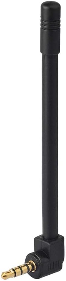 Bingfu 3.5mm mini FM radio antenna with a compact telescopic design and premium silver stainless steel finish