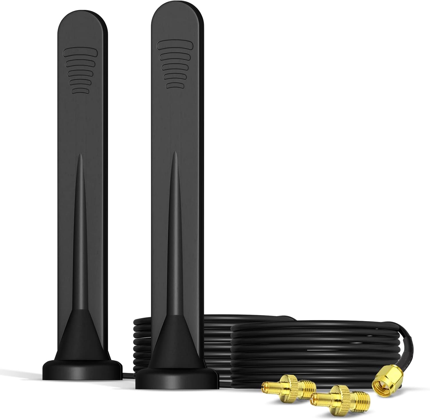 Bingfu 5dBi 4G LTE MIMO magnetic antennas 2-pack with SMA male connectors and 2 TS9 adapters