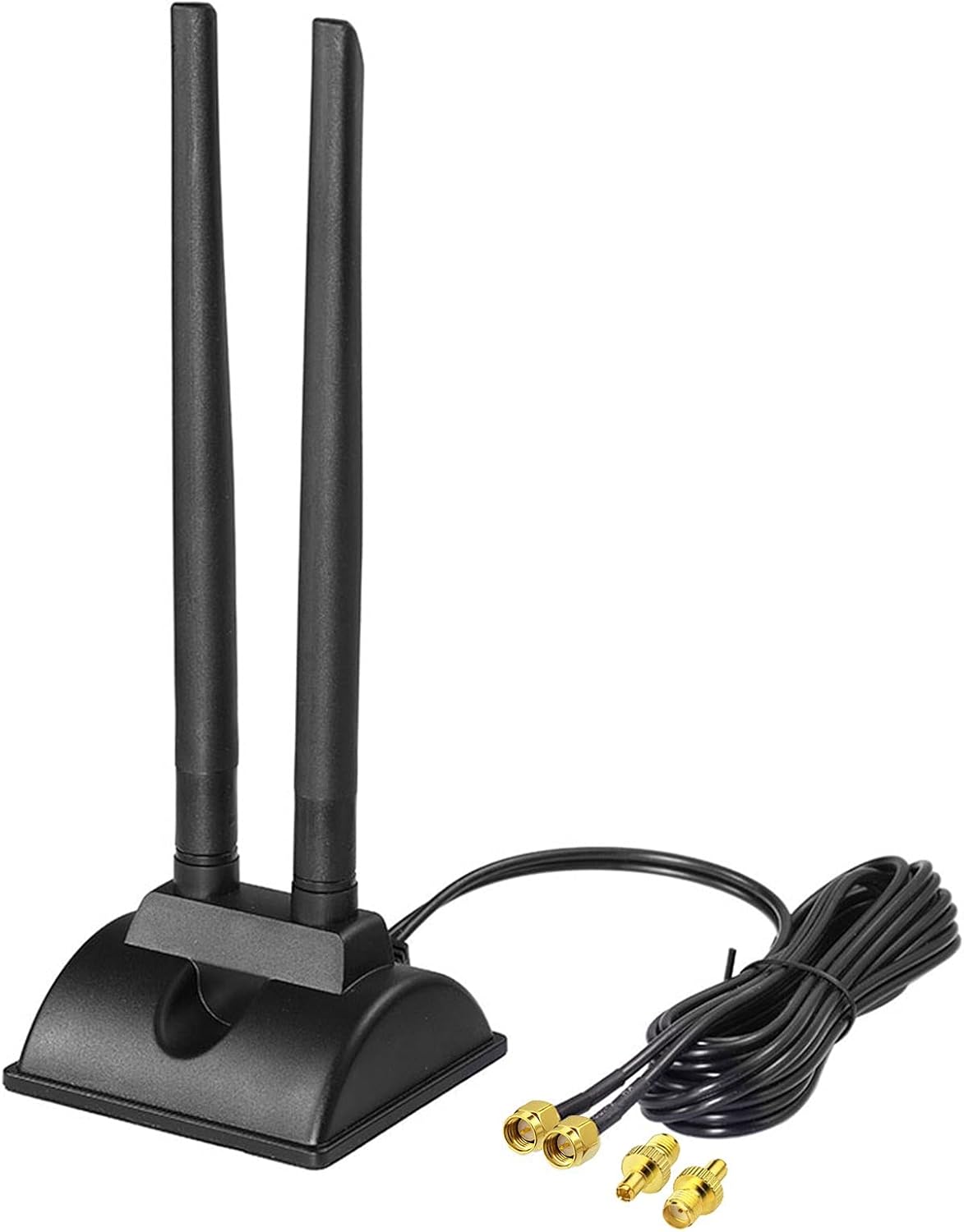 Bingfu 6dBi 4G LTE MIMO magnetic antennas 2-pack with SMA male connectors and 2 TS9 adapters