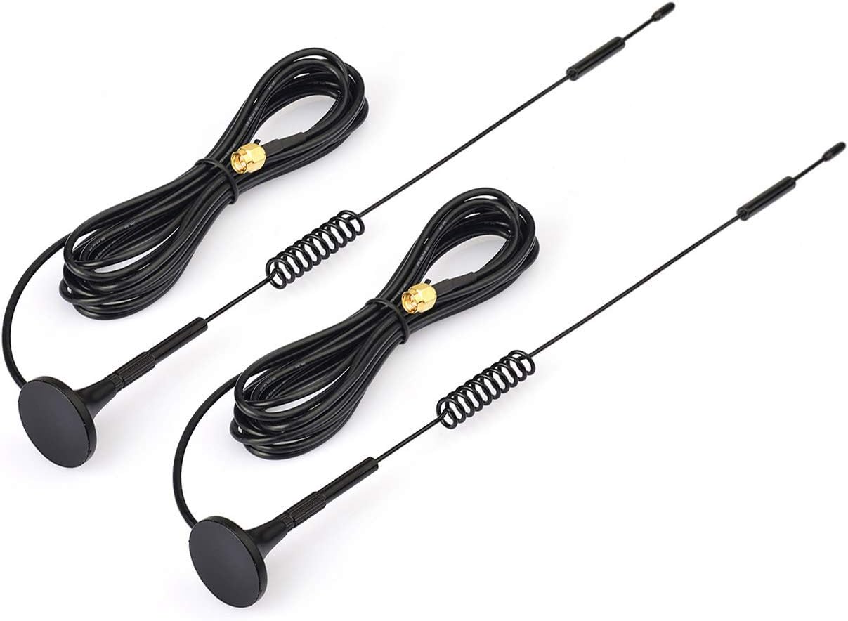 Bingfu 7dBi 4G LTE MIMO magnetic antennas 2-pack with SMA male connectors and 10ft RG174 extension cables