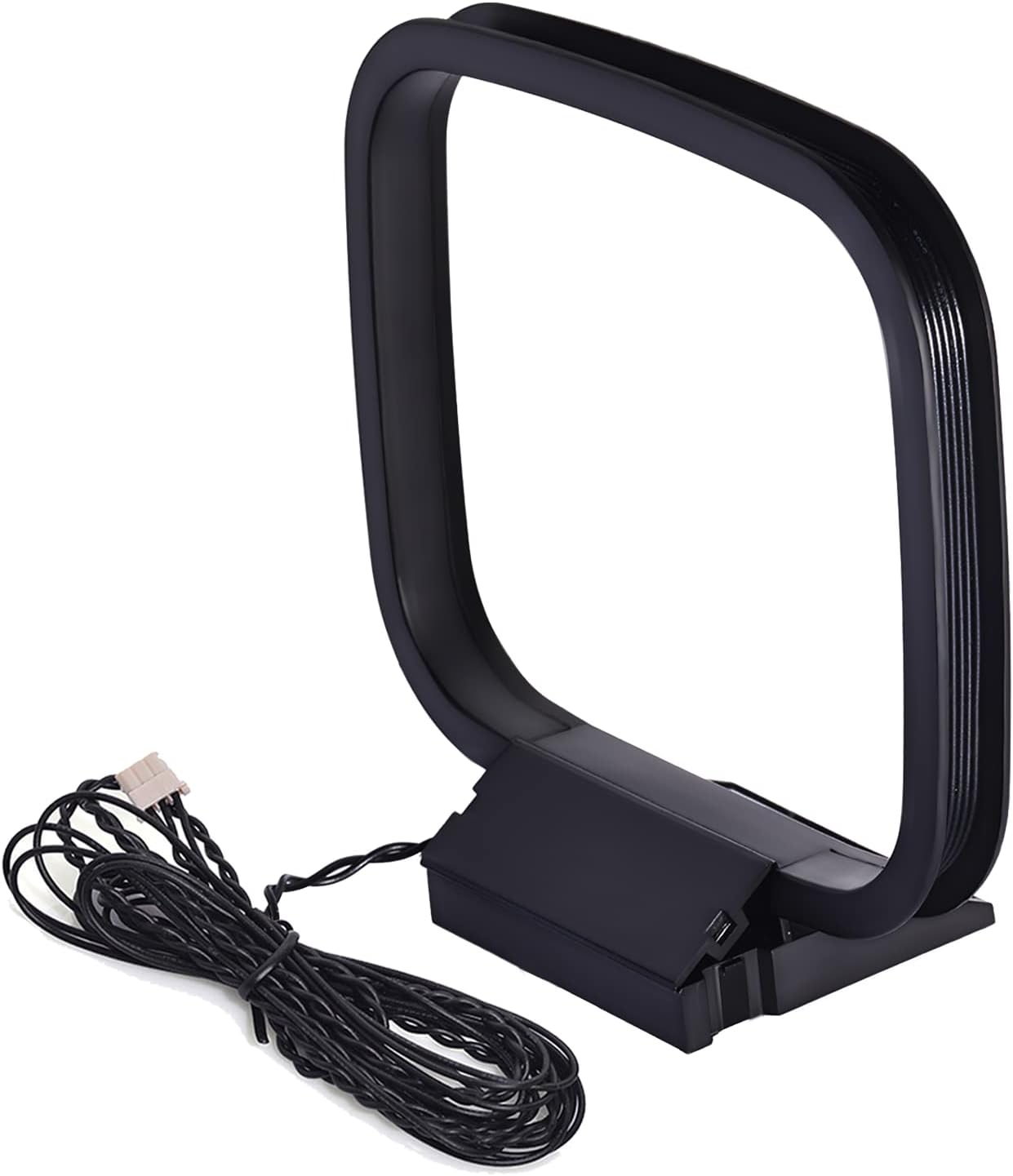 Bingfu AM loop antenna with specialized 3-pin mini plug for Sony and Sharp audio systems, featuring a foldable stand