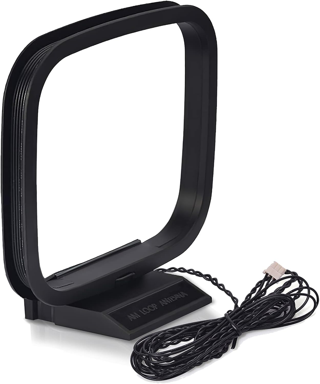 Bingfu AM loop antenna with specialized 3-pin mini plug for Sony and Sharp audio systems, featuring a foldable stand