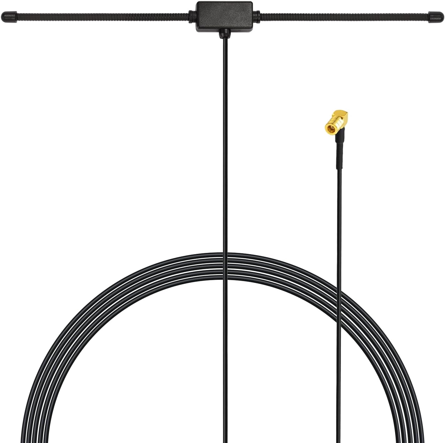 Bingfu DAB/DAB+ car glass mount antenna with a low-profile transparent film design and 3-meter RG174 extension cable with SMB connector