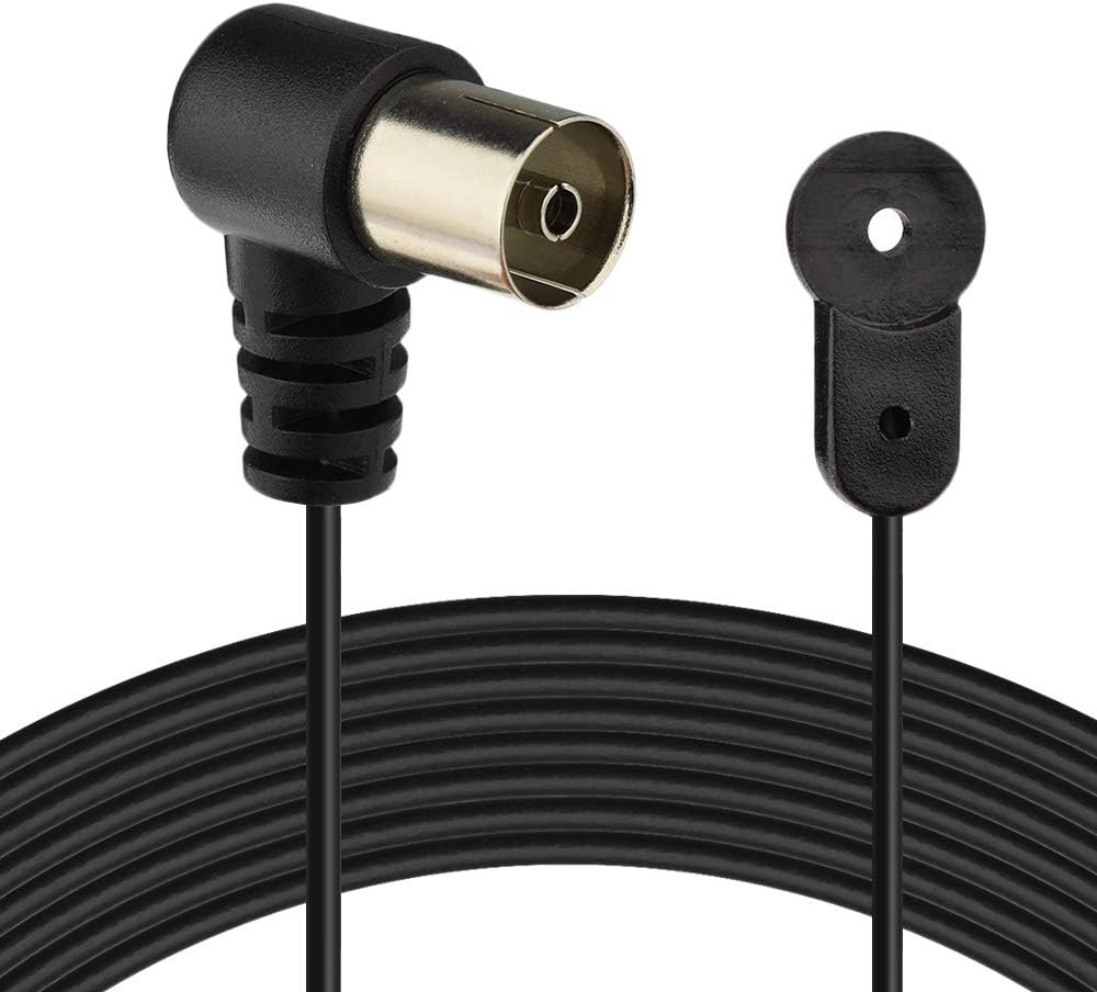 Bingfu FM T-type dipole antenna with a 75 Ohm PAL female connector (IEC coupling), featuring clear flexible wire for indoor radio reception