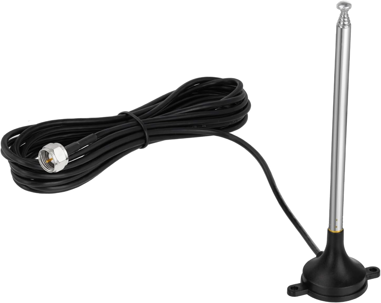 Bingfu FM telescopic antenna with F-type male connector, 7-section adjustable stainless steel rod for home stereo receivers