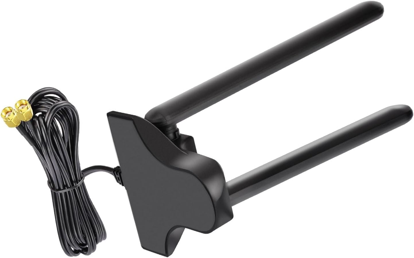 Bingfu Tri-band WiFi 6E magnetic mount antenna with dual RP-SMA male connectors and 6.5ft extension cable